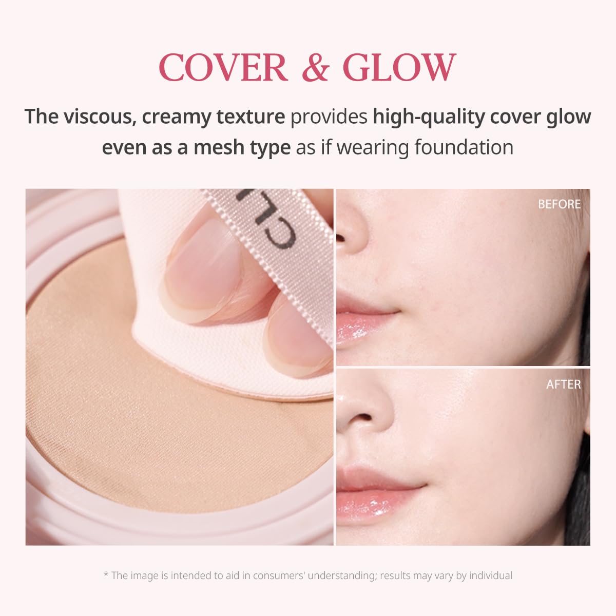 CLIO Kill Cover Mesh Glow Cushion Foundation with Refill | 23N Ginger | Glass Skin Glow