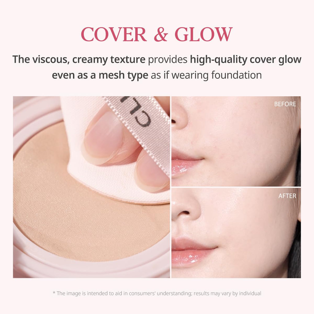 CLIO Kill Cover Mesh Glow Cushion Foundation – Refill Included, 21C Lingerie, Glass Skin Glow
