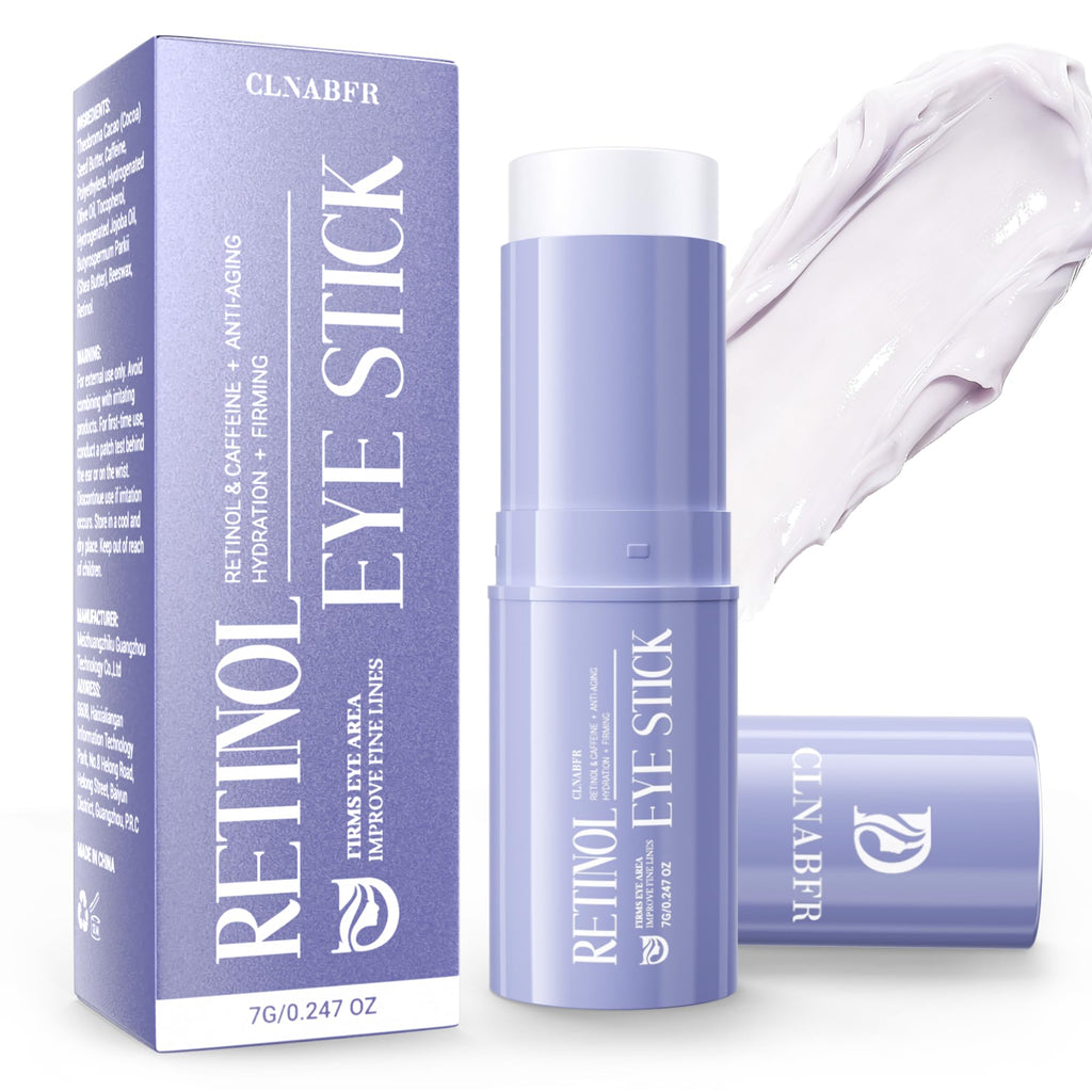 CLNABFR Retinol & Caffeine Eye Balm Stick 0.24oz/7g | Anti-Aging Eye Care for Dark Circles, Puffiness & Fine Lines