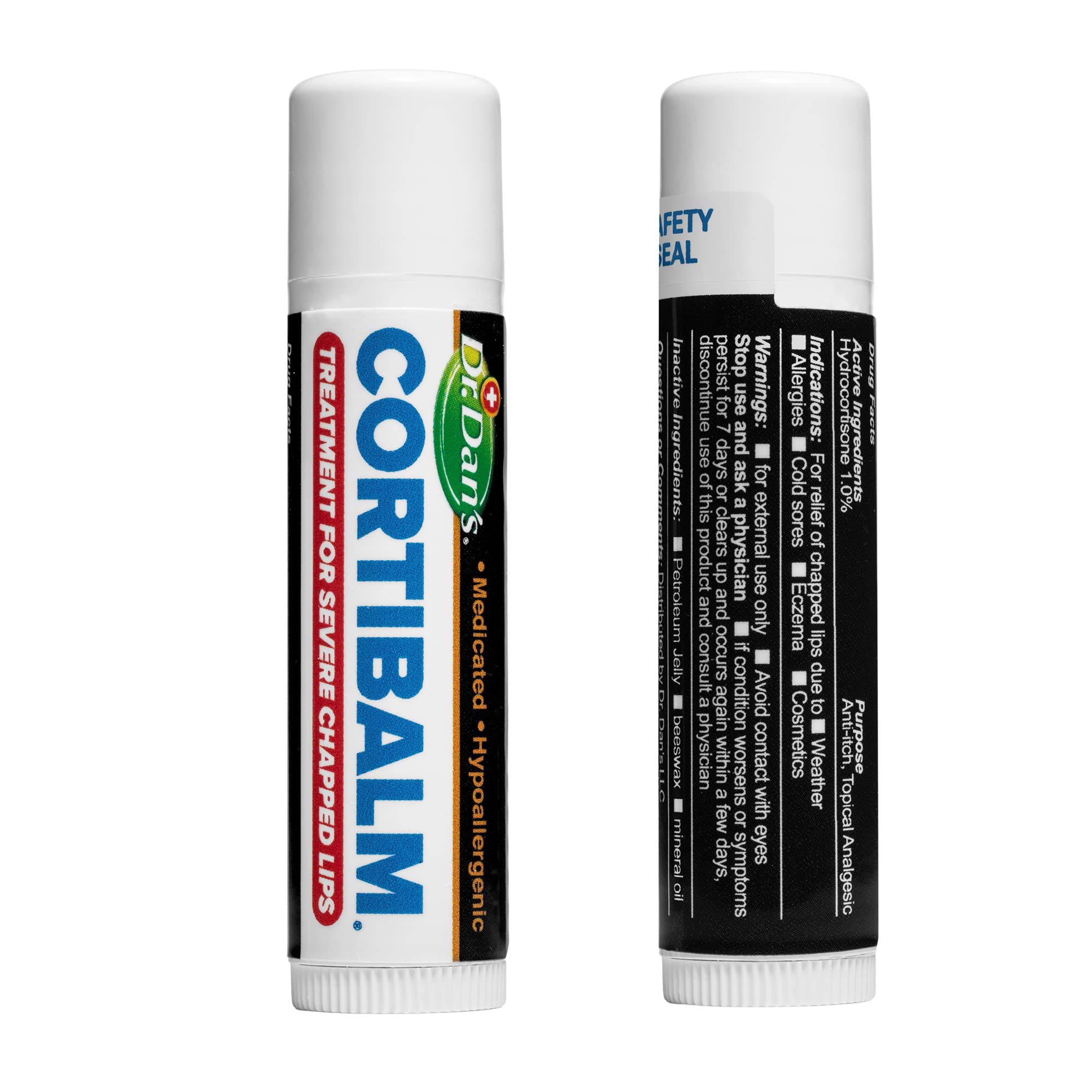 Dr. Dan's Cortibalm 4 Pack – Lip Balm for Severe Chapped Lips (1% Hydrocortisone), Gentle & Hypoallergenic
