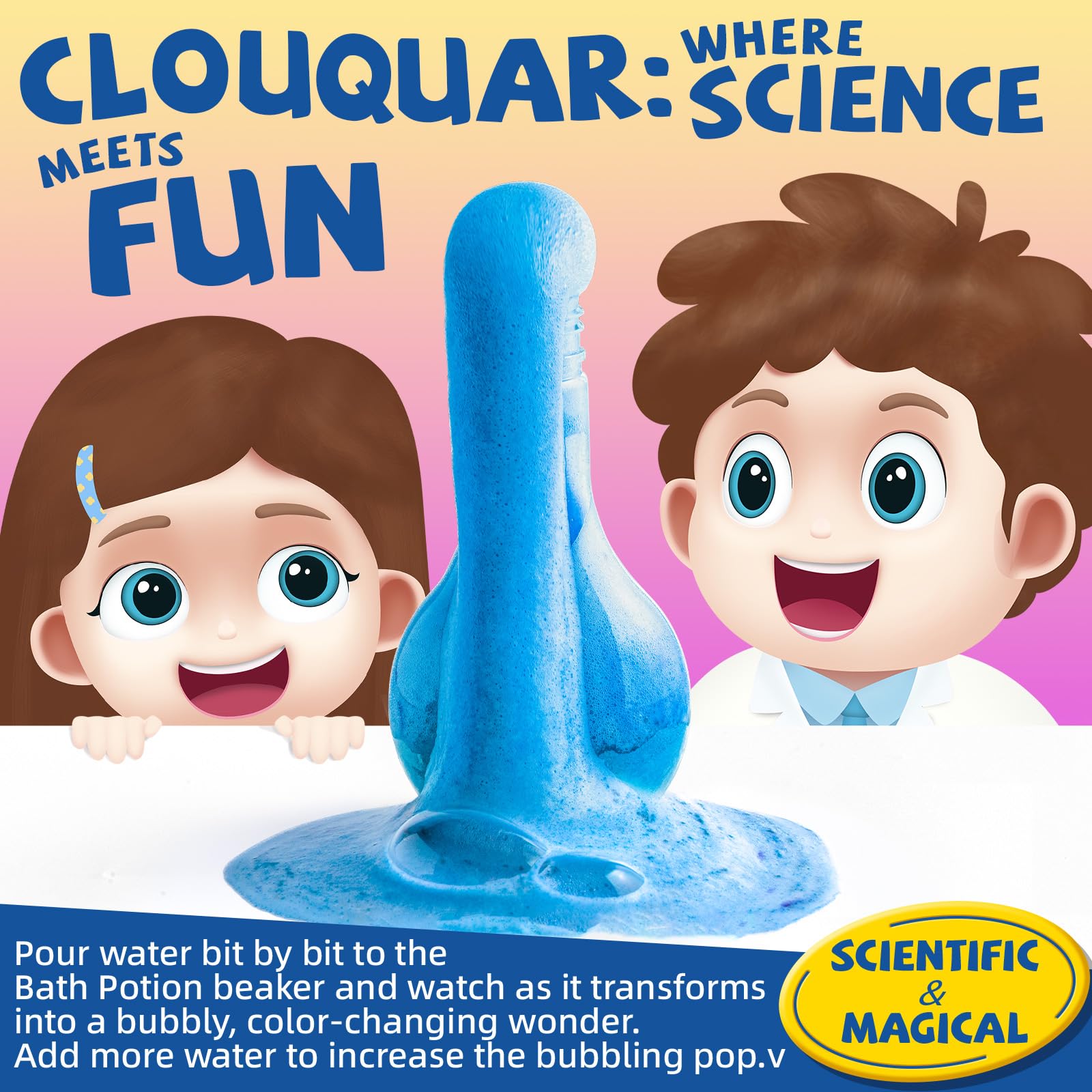 CLOUQUAR Kids Bath Bomb Potions — Non-Toxic Fizzy Bubble Bath, 6-Pack