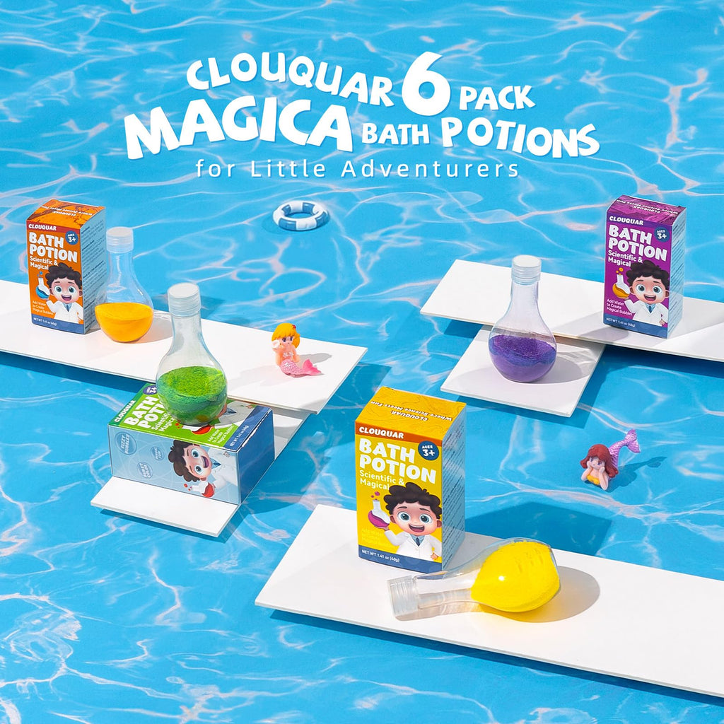 CLOUQUAR Kids Bath Bomb Potions — Non-Toxic Fizzy Bubble Bath, 6-Pack