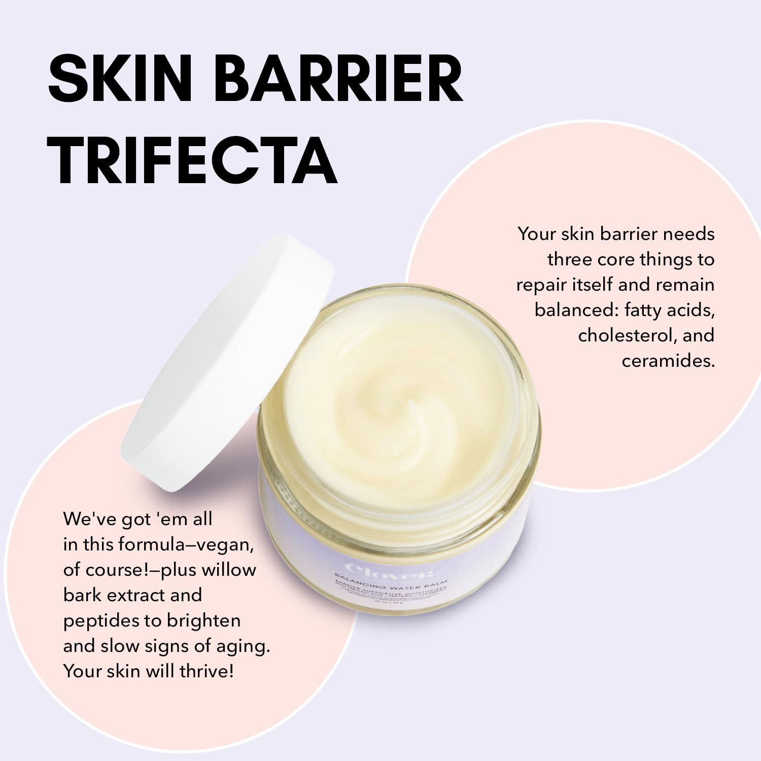 Clover Balancing Water Balm | Lightweight Gel-Cream for Sensitive Skin | Ceramides, Peptides & Linoleic Acid | Vegan & Cruelty-Free 60 ml