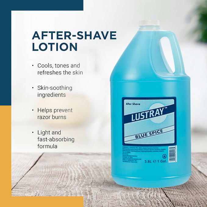 Clubman Lustray Blue Spice After Shave Lotion – Refreshing Cooling Barber Formula, 1 Gallon
