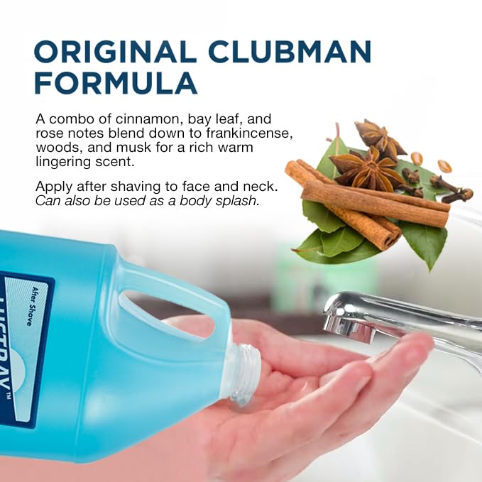Clubman Lustray Blue Spice After Shave Lotion – Refreshing Cooling Barber Formula, 1 Gallon