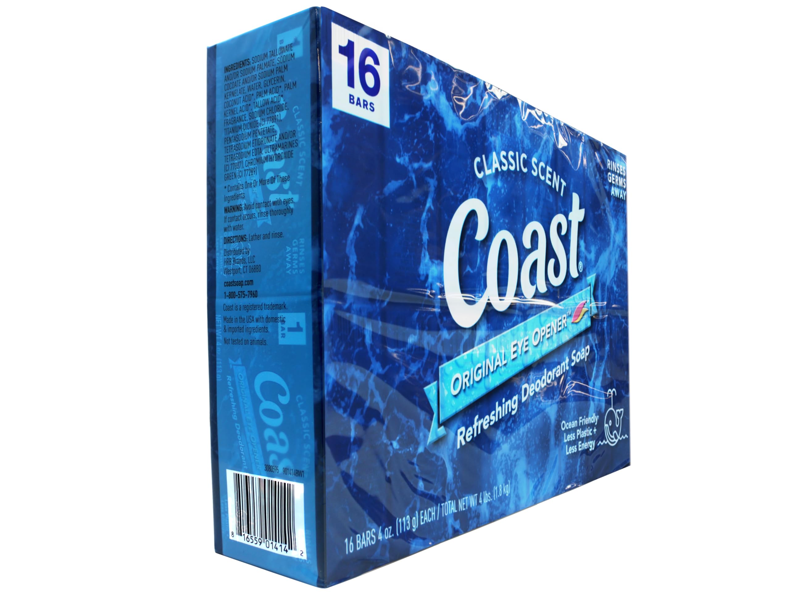 Coast Deodorant Soap Bars Classic Pacific Force Scent – 16 Count (Pack of 2) | Invigorating Morning Clean