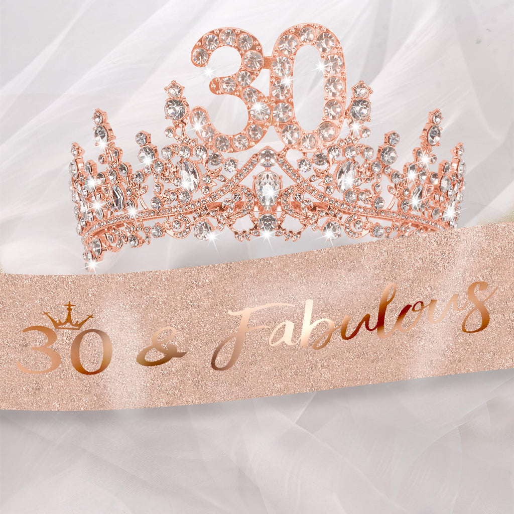 COCIDE 30th Birthday Sashes, Crowns & Decorations – Sash, Tiaras Set for Women & Girls