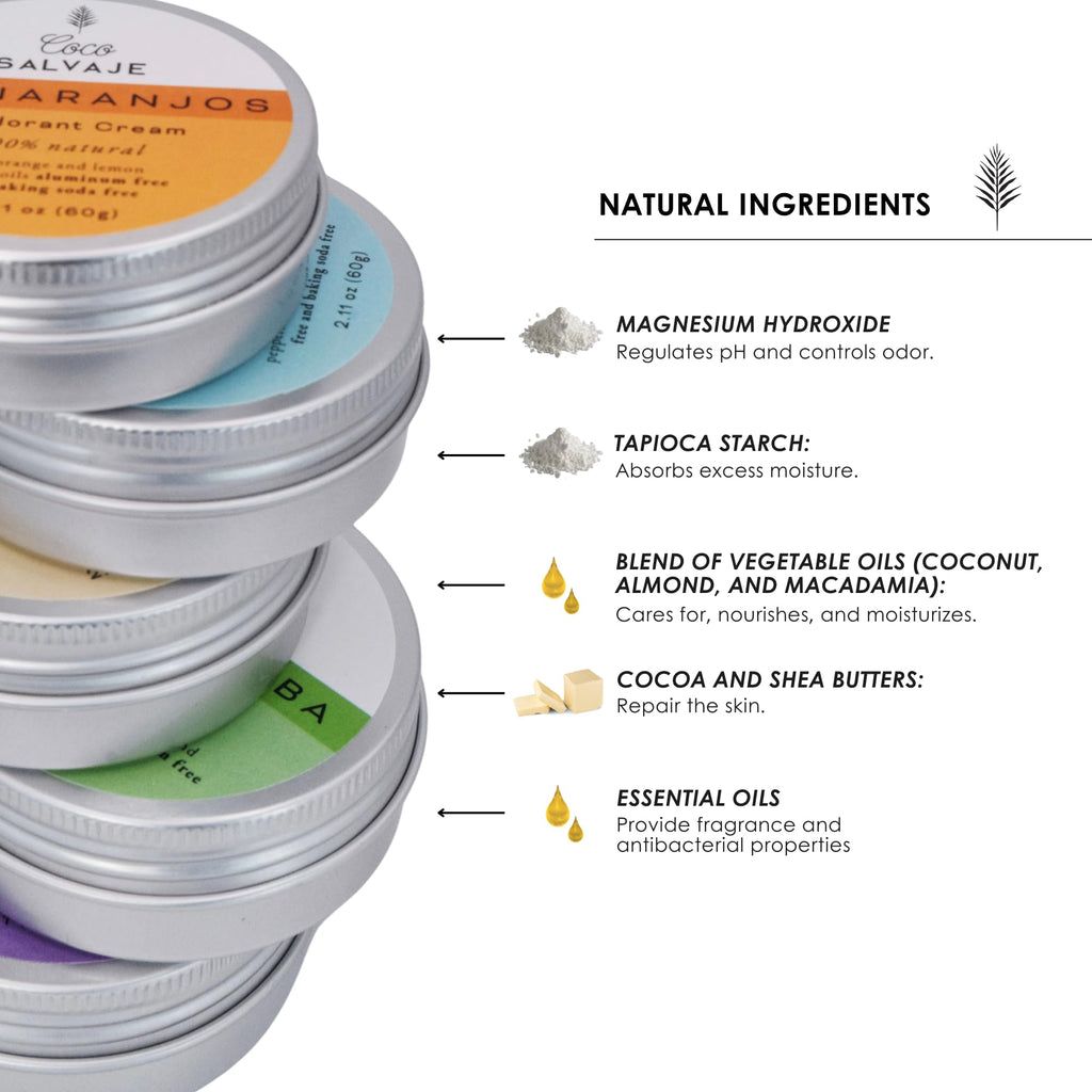 COCO SALVAJE Natural Deodorant for Women & Men | Aluminum-Free, Vegan & Hypoallergenic | Lemongrass 2.11oz