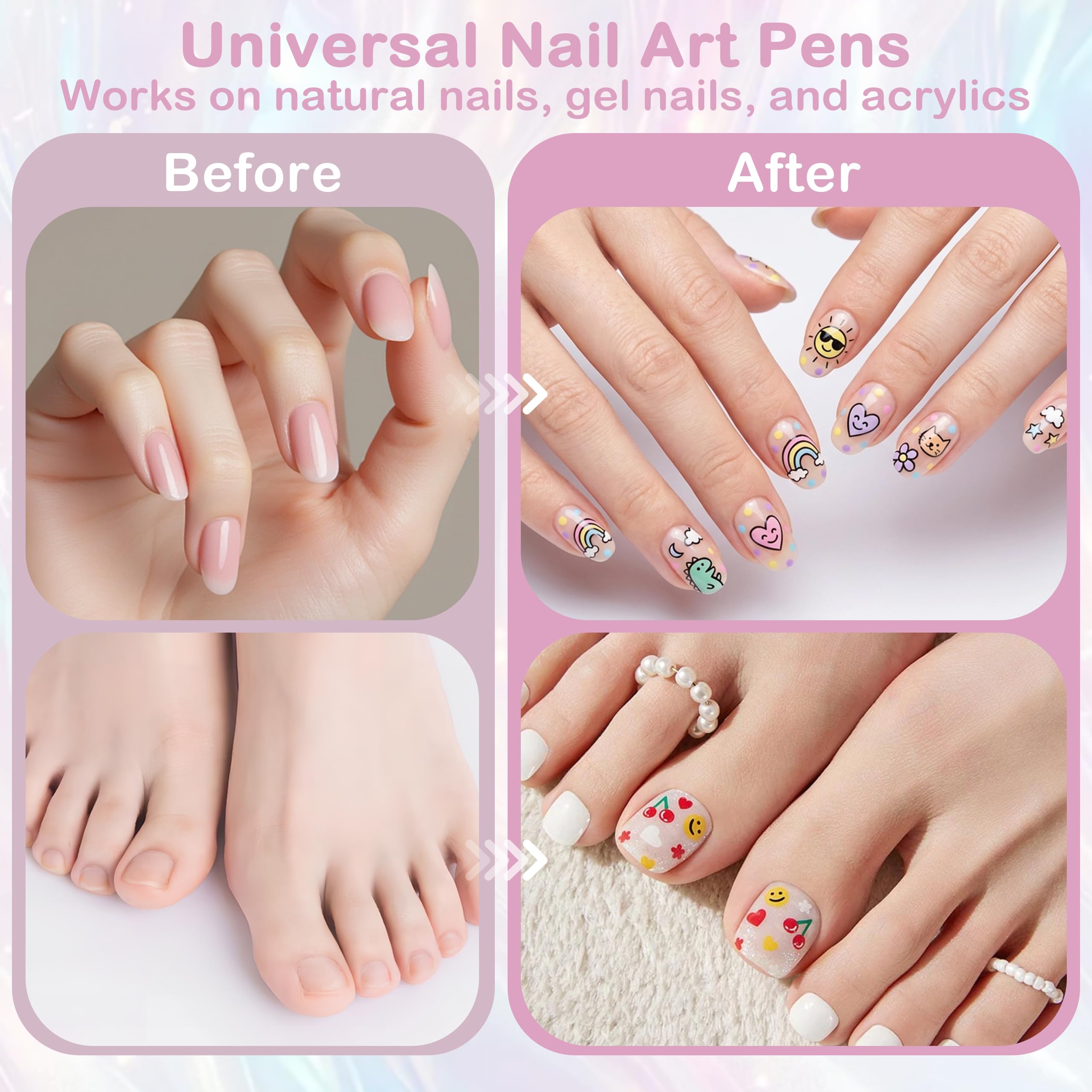 Cocobeen 12 Colors Nail Art Pens Set | 0.5mm Quick-Dry Nail Markers for DIY Design
