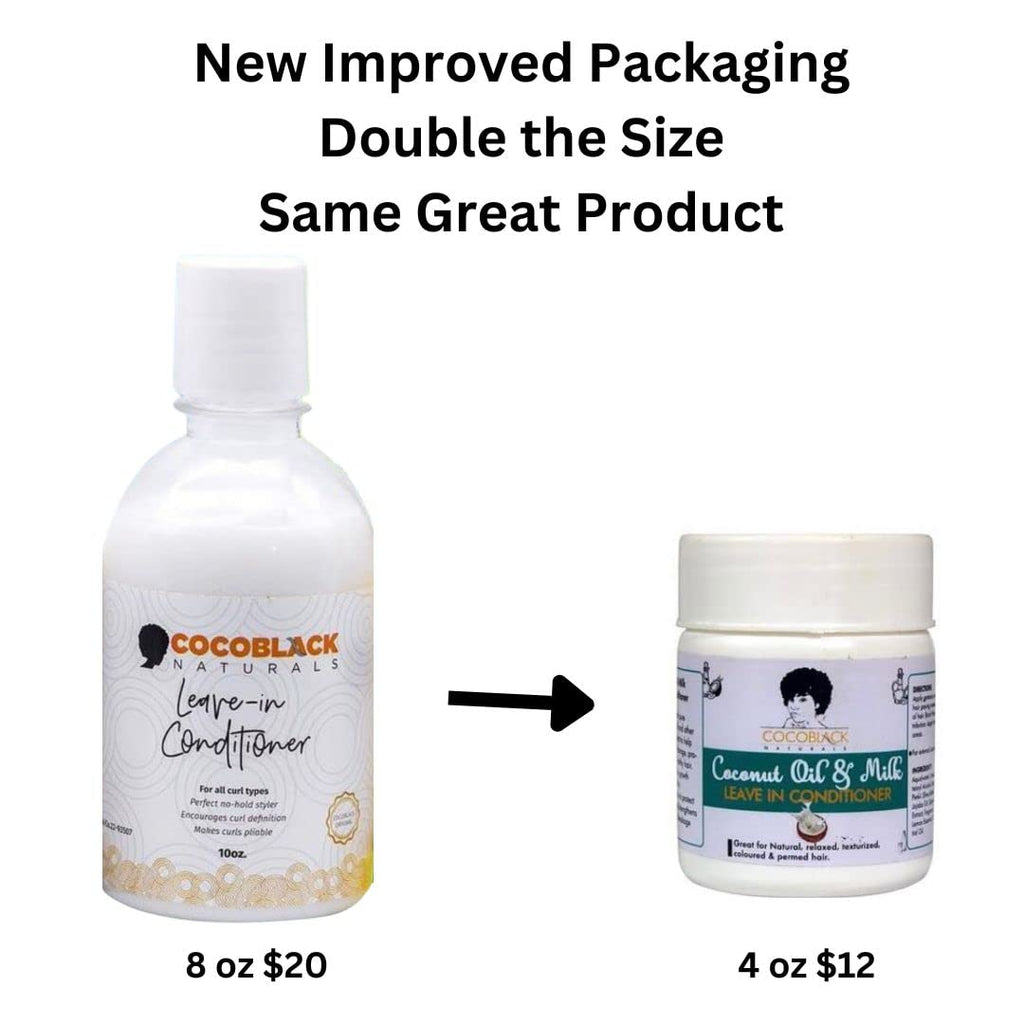 CocoBlack Naturals Coconut Oil & Milk Leave-In Conditioner for Coily Kinky Hair, 8 fl oz