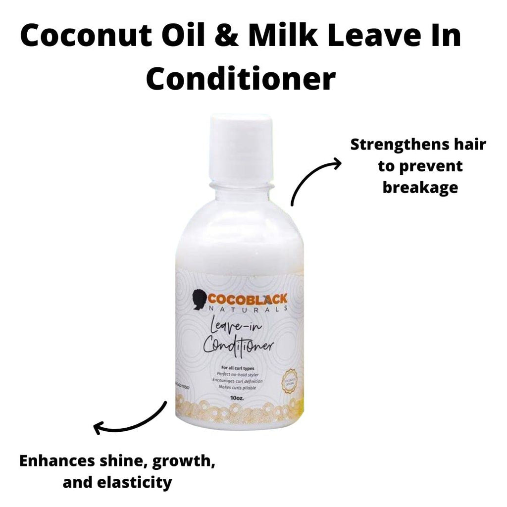 CocoBlack Naturals Coconut Oil & Milk Leave-In Conditioner for Coily Kinky Hair, 8 fl oz