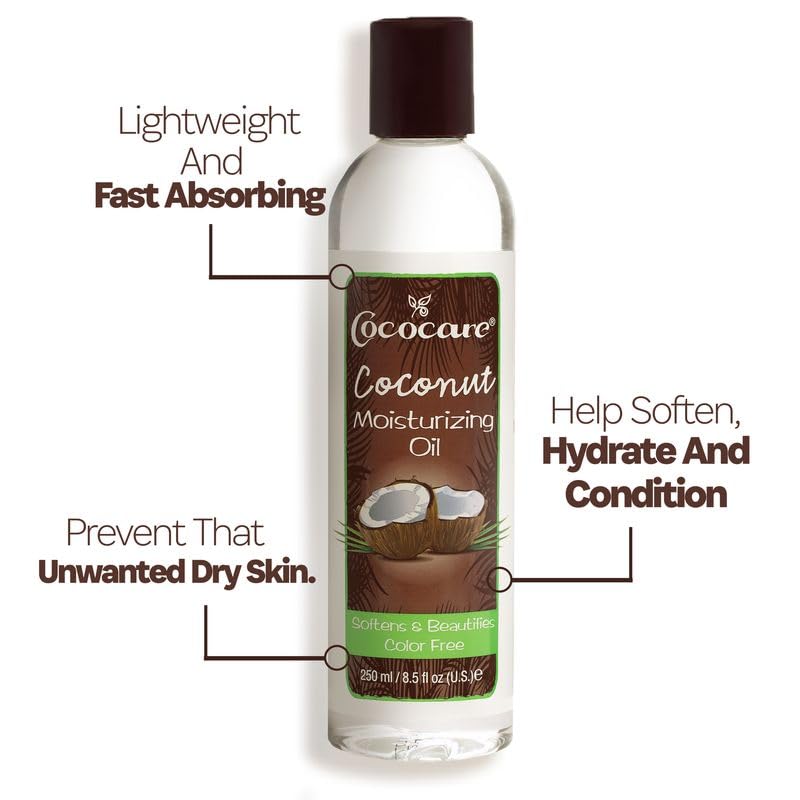 COCOCARE Coconut Moisturizing Oil 8.5 fl oz (2-Pack) – Deep Hydration with Natural Coconut Oil