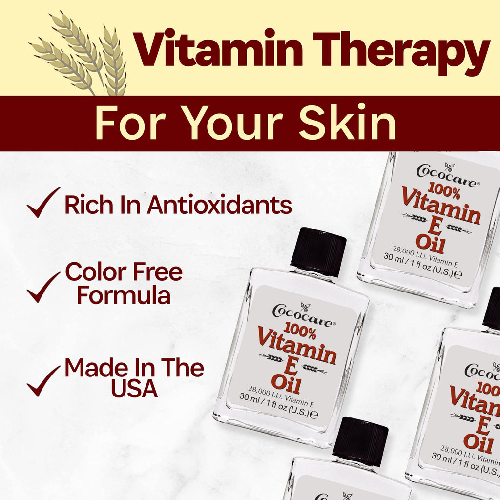COCOCARE 100% Vitamin E Oil – Deep Moisture for Dry Skin, 28,000 I.U, 1 oz, 4 Pack