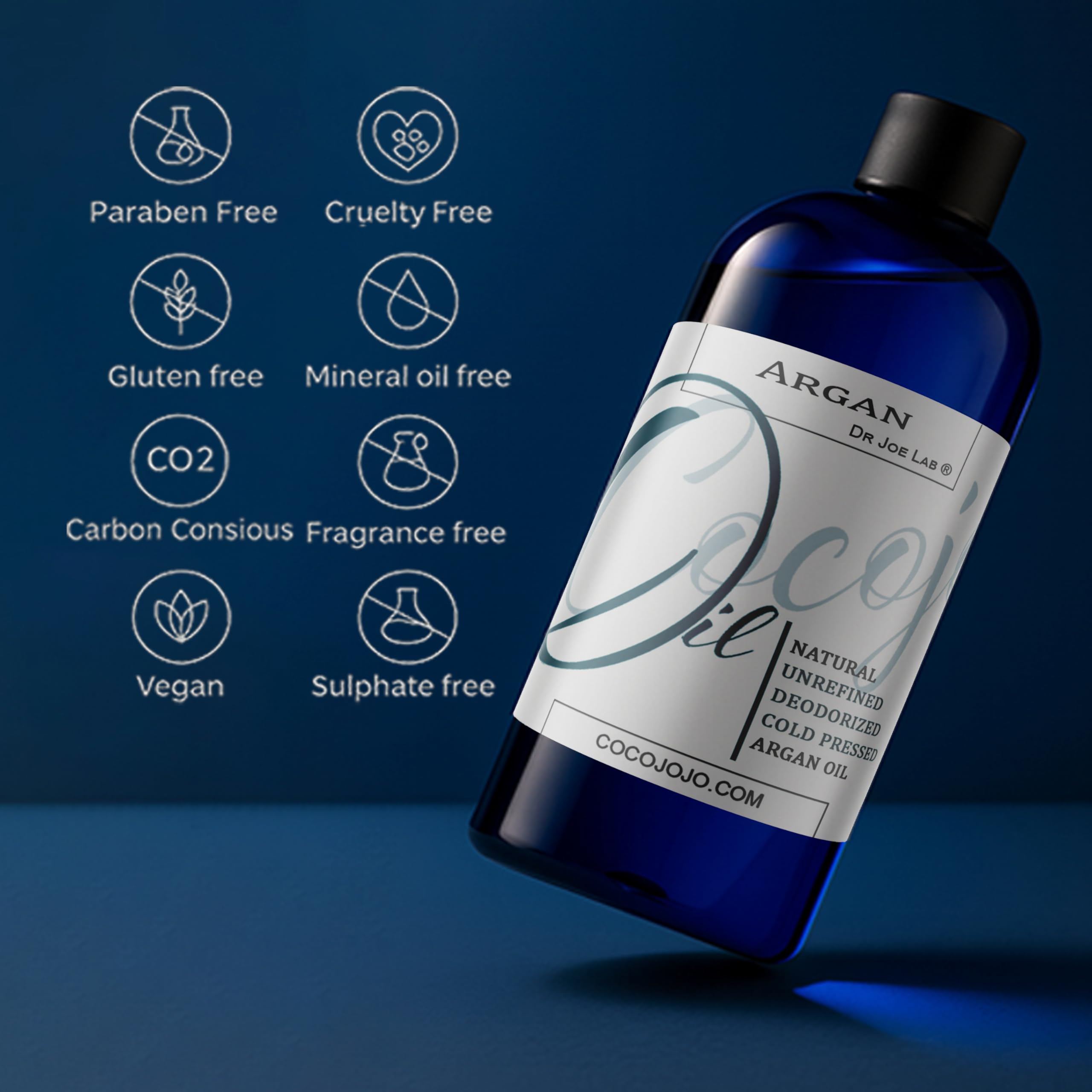 cocojojo Argan Oil Deodorized – 32 oz Cold-Pressed Unrefined Oil for Hair & Face
