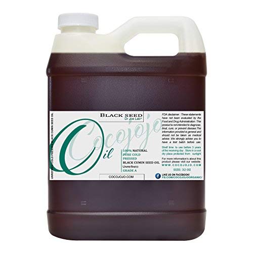 Cocojojo 32 oz Black Cumin Oil – Cold-Pressed Egyptian Kalonji for Hair, Skin & More