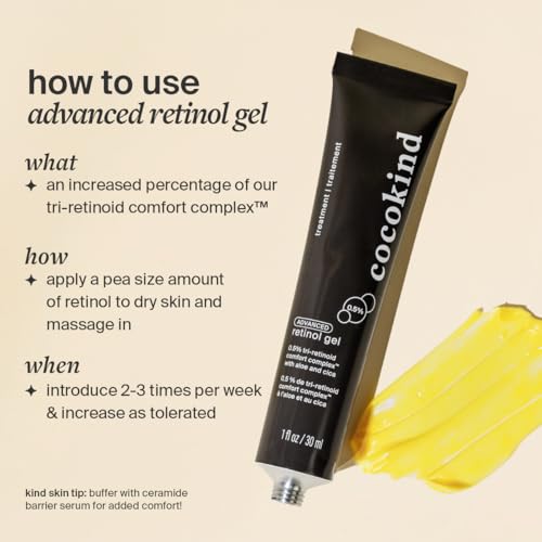 Cocokind Advanced Retinol Gel 0.5% – Gentle Tri-Retinoid Gel for Sensitive Skin (1 fl oz)