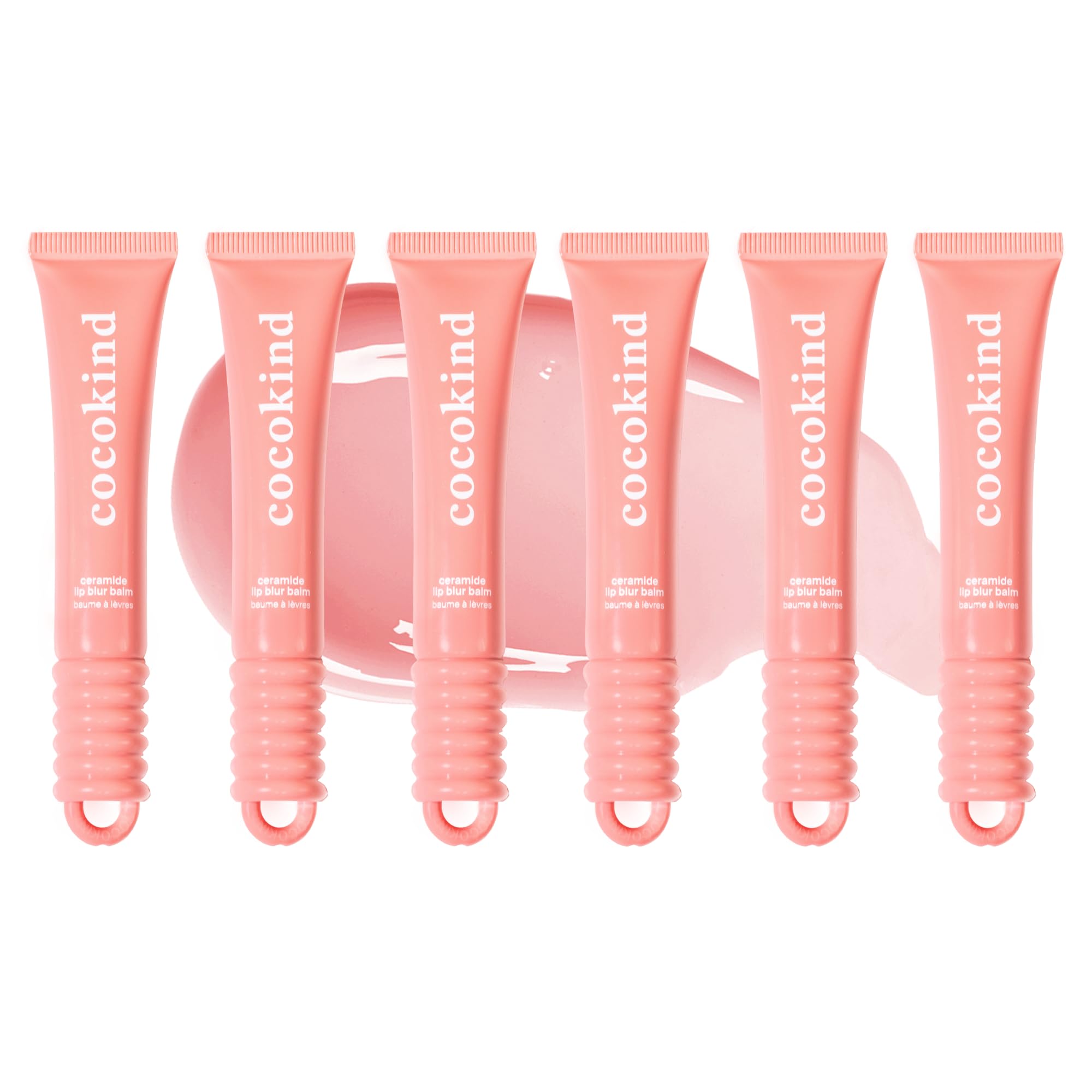 Cocokind Ceramide Lip Blur Balm Be Kind - Coral Pink Hydrating Lip Balm with Ceramides & Peptides | Sensitive Lips, 6-Pack