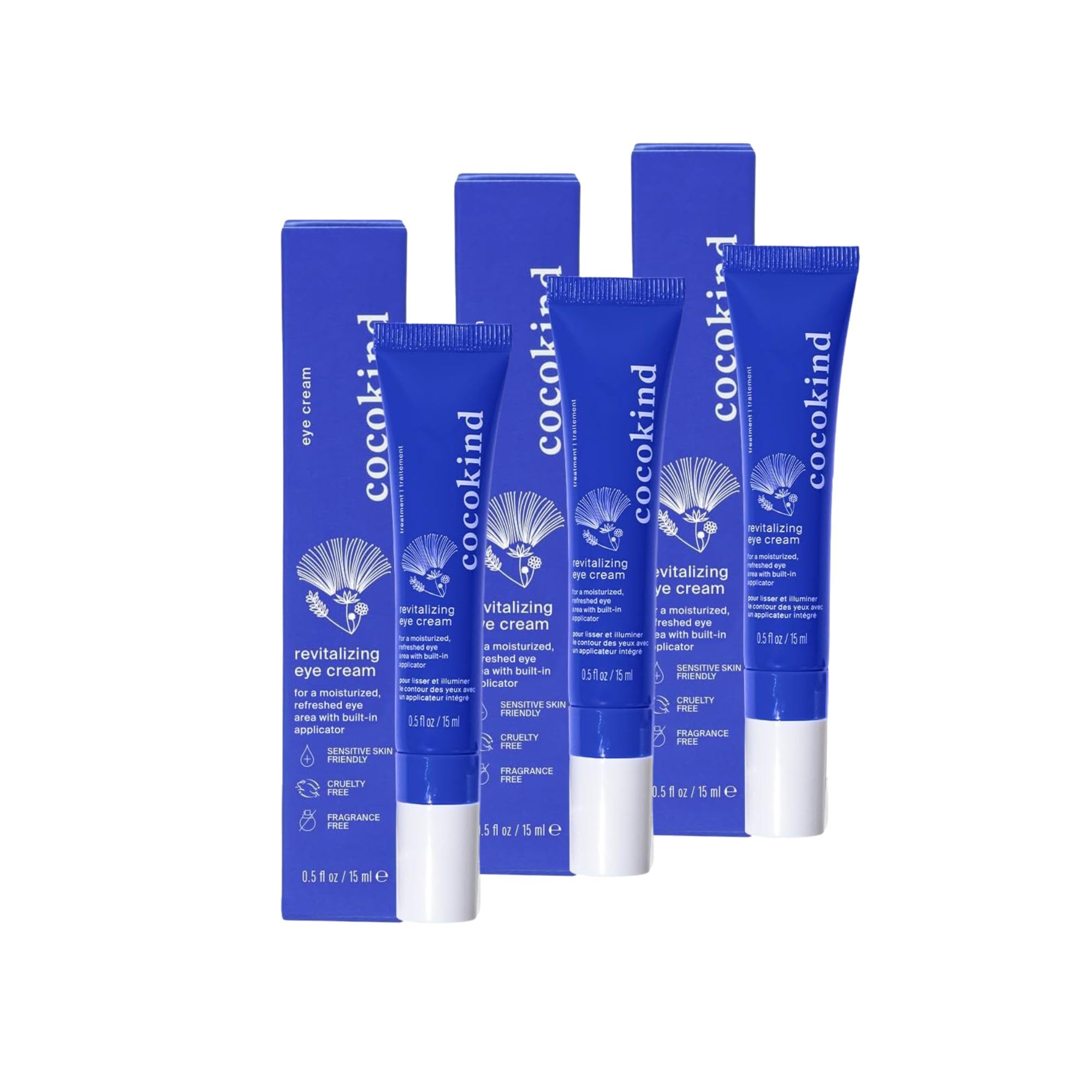 Cocokind Revitalizing Eye Cream – Hydrates, Depuffs & Refreshes with Cooling Metal Tip | 0.5 oz ×3