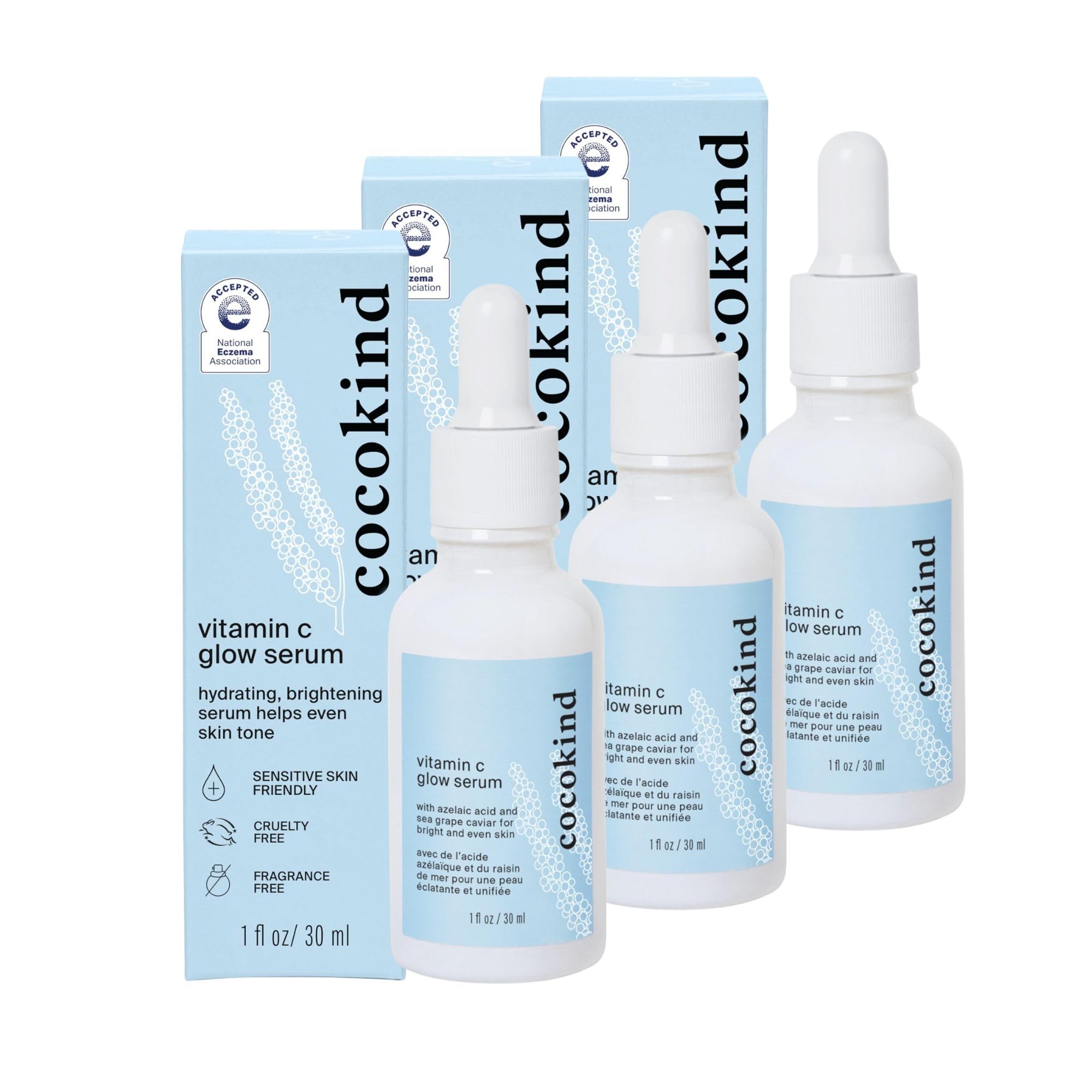 Vitamin C Glow Serum by Cocokind – Brighten, Hydrate & Even Skin Tone (1 oz, 3-Pack)