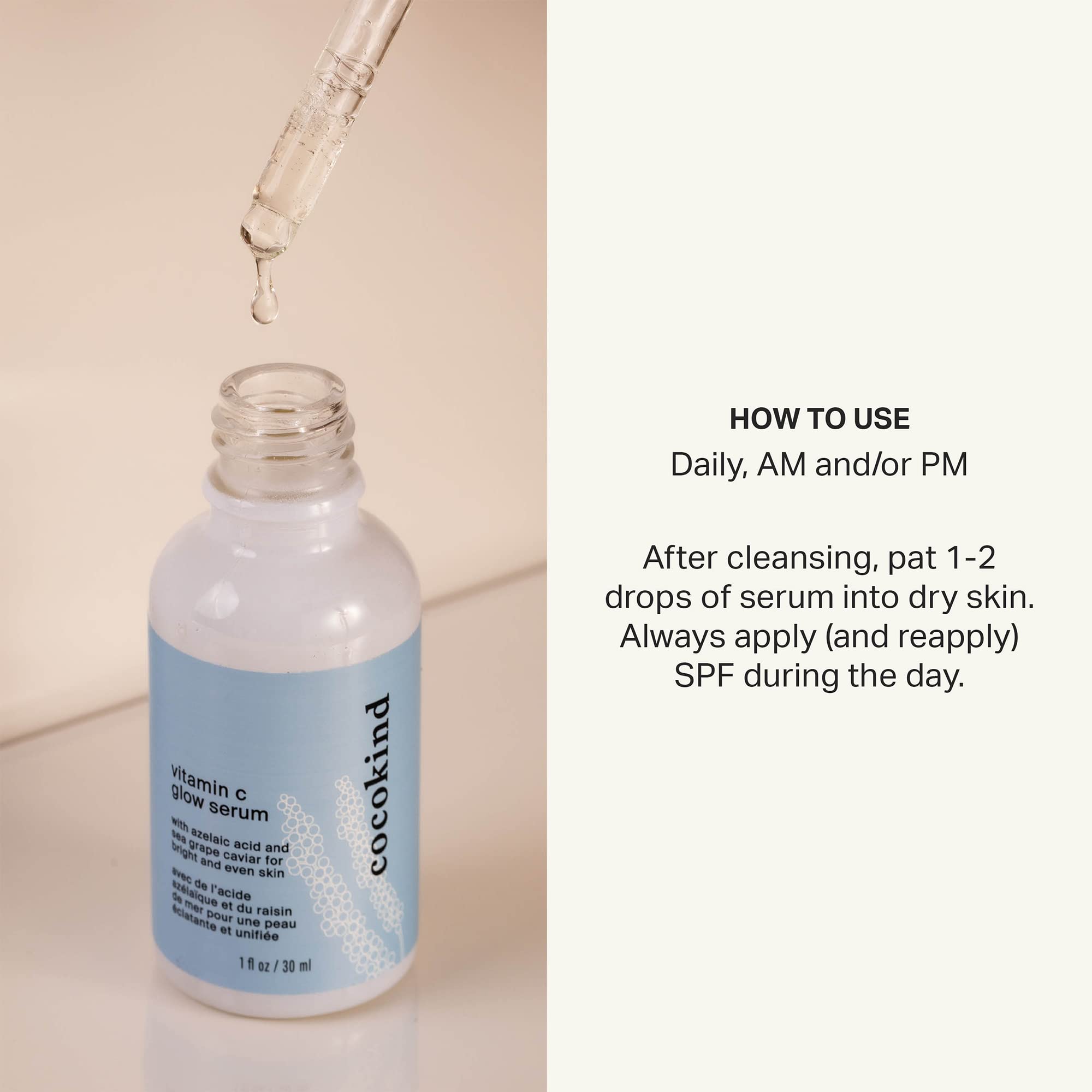 Cocokind Vitamin C Glow Serum with Azelaic Acid & Sea Grape Caviar for Bright, Even Skin | 1 fl oz