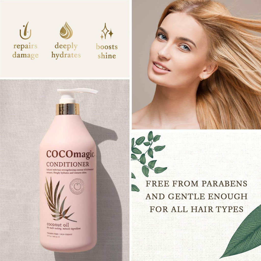 Cocomagic Conditioner with Coconut Oil and Botanical Extracts – Deep Hydration, Shine | Paraben-Free, Gentle for All Hair Types (32 Oz)
