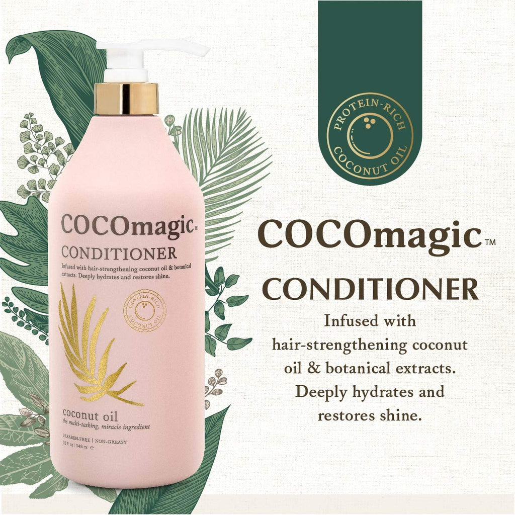 Cocomagic Conditioner with Coconut Oil and Botanical Extracts – Deep Hydration, Shine | Paraben-Free, Gentle for All Hair Types (32 Oz)