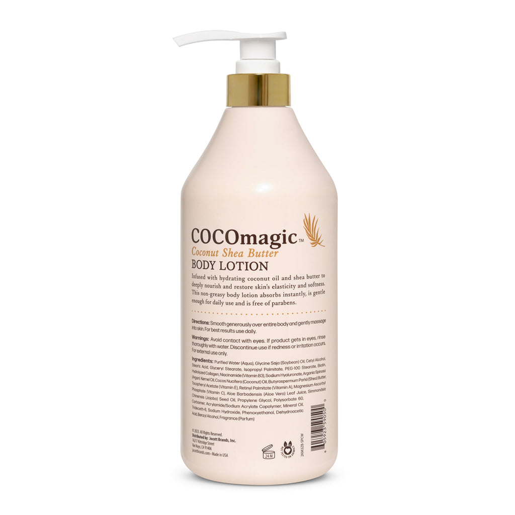 Cocomagic Coconut Shea Butter Body Lotion | Deep Hydration, Non-Greasy Formula (32 oz) | Paraben-Free