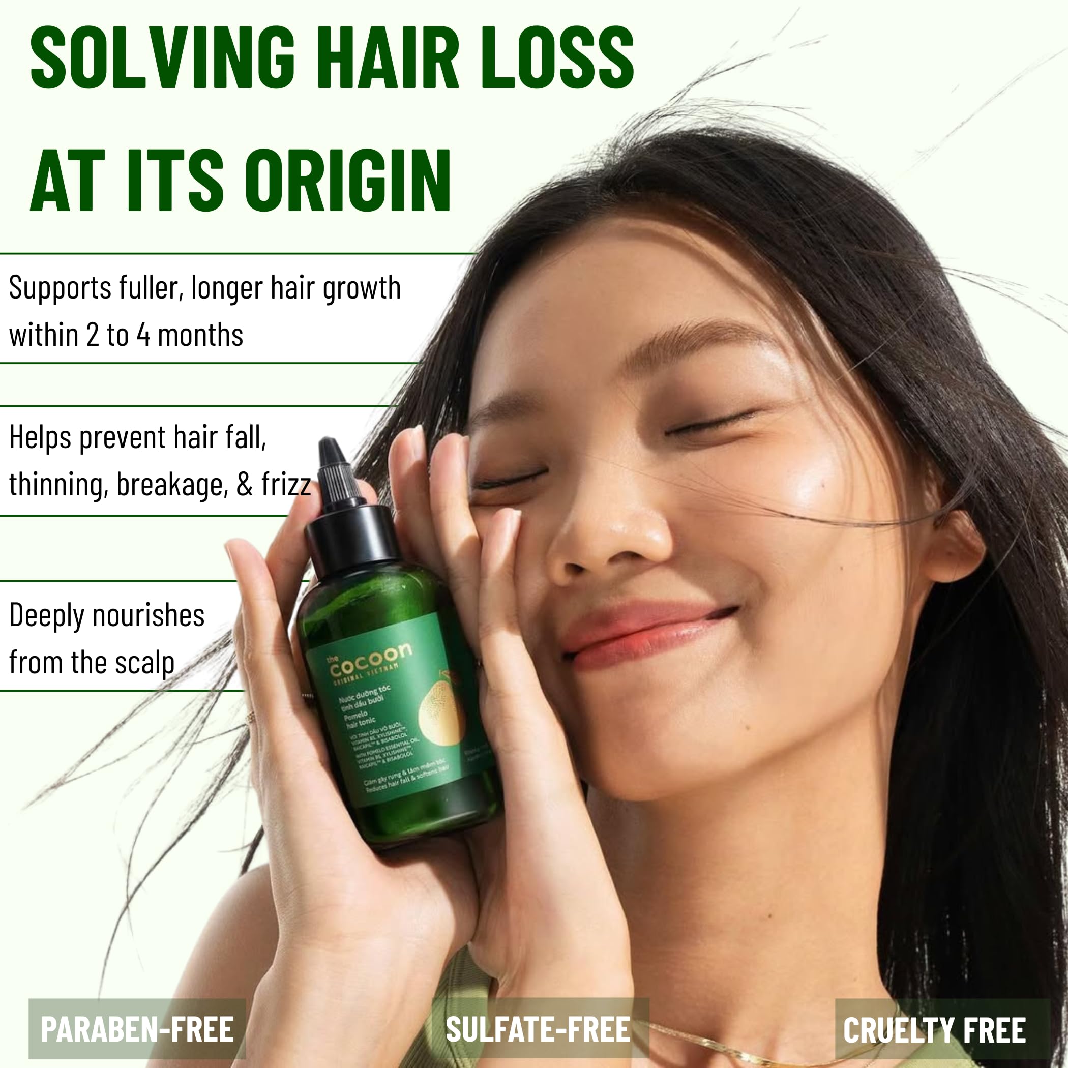 Cocoon Pomelo Oil Hair Tonic | Vegan Scalp Serum for Thinning & Damaged Hair – 10.5 fl oz