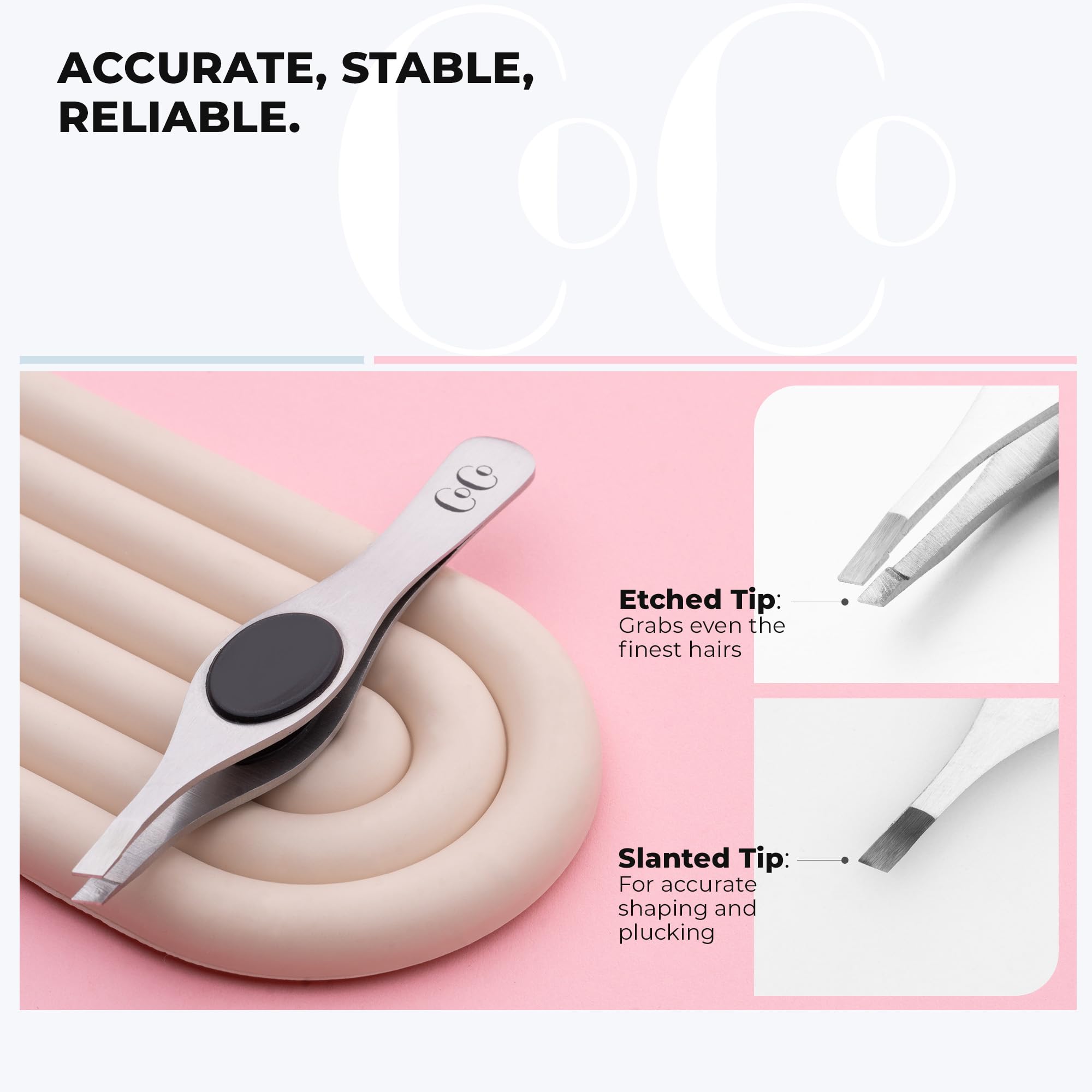Coco's Closet Professional Tweezers – Slant Tip Precision for Eyebrows, Splinters & More