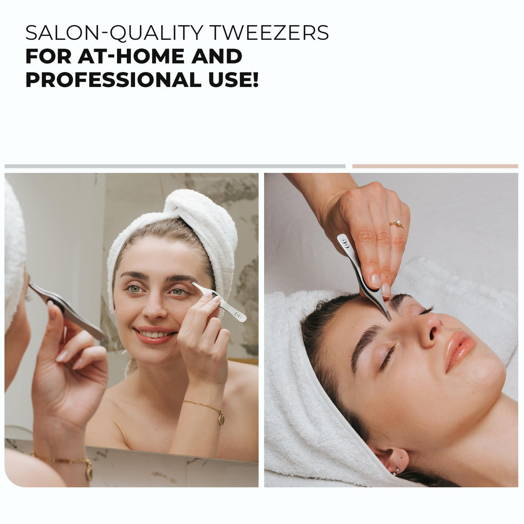 Coco's Closet Professional Tweezers – Slant Tip Precision for Eyebrows, Splinters & More