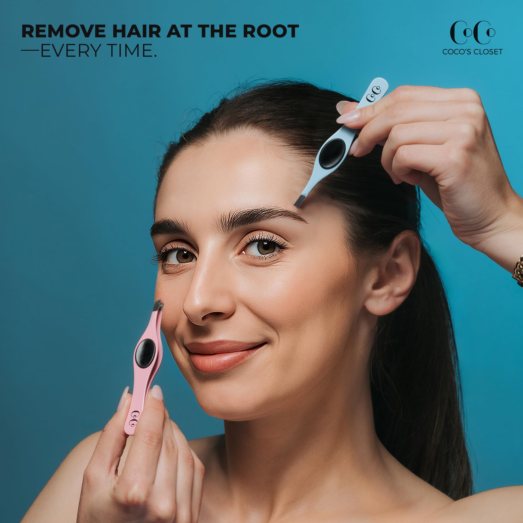 Coco's Closet Professional Tweezers – Slant Tip Precision for Eyebrows, Splinters & More