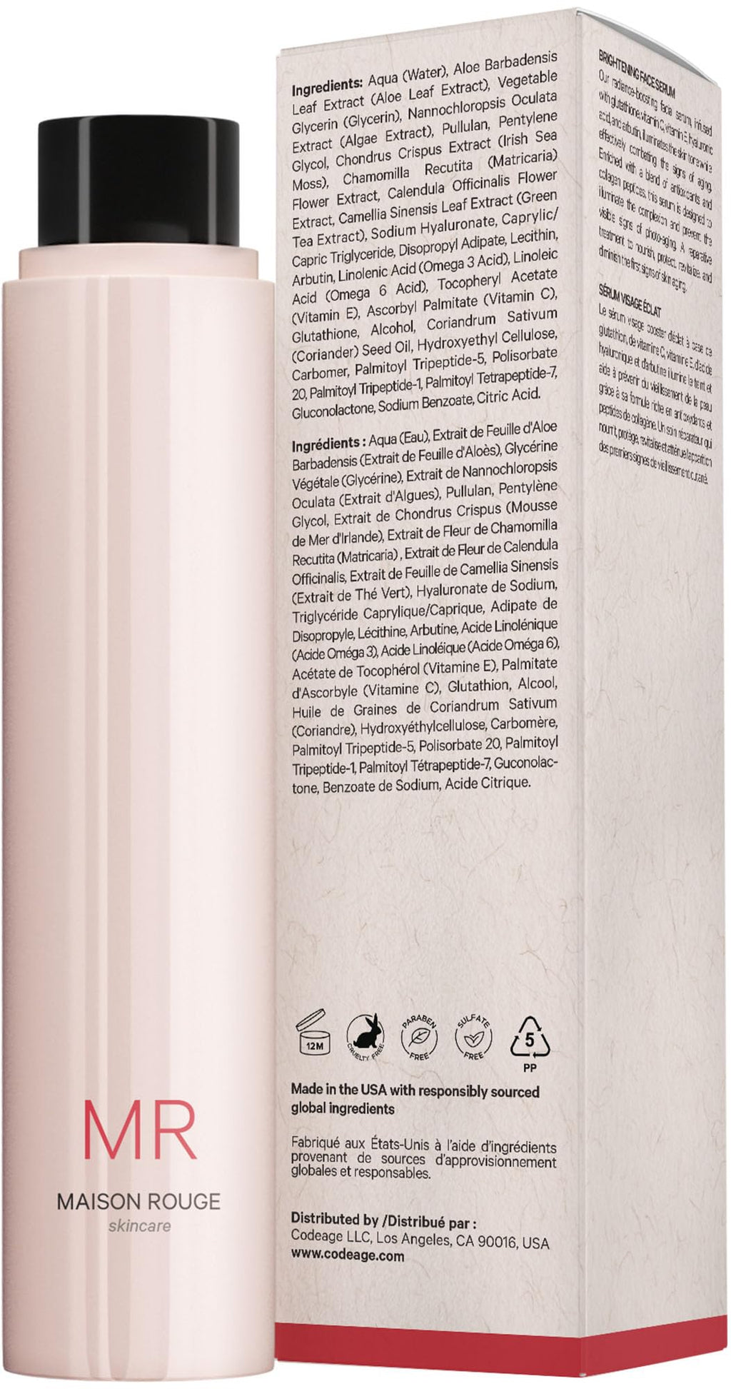Codeage Maison Rouge Brightening Serum Refill – Glutathione, Vitamin C, Hyaluronic Acid & Collagen