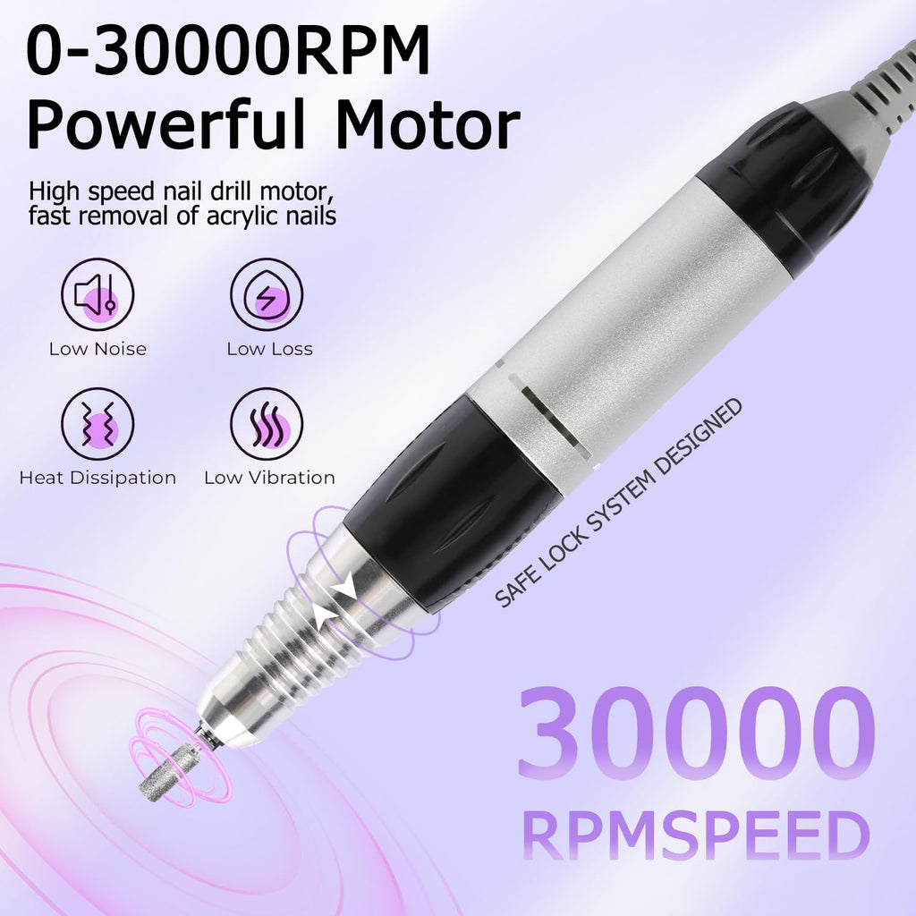 CoFashion Professional Nail Drill with Pedal – 30000 RPM E-File for Home or Salon