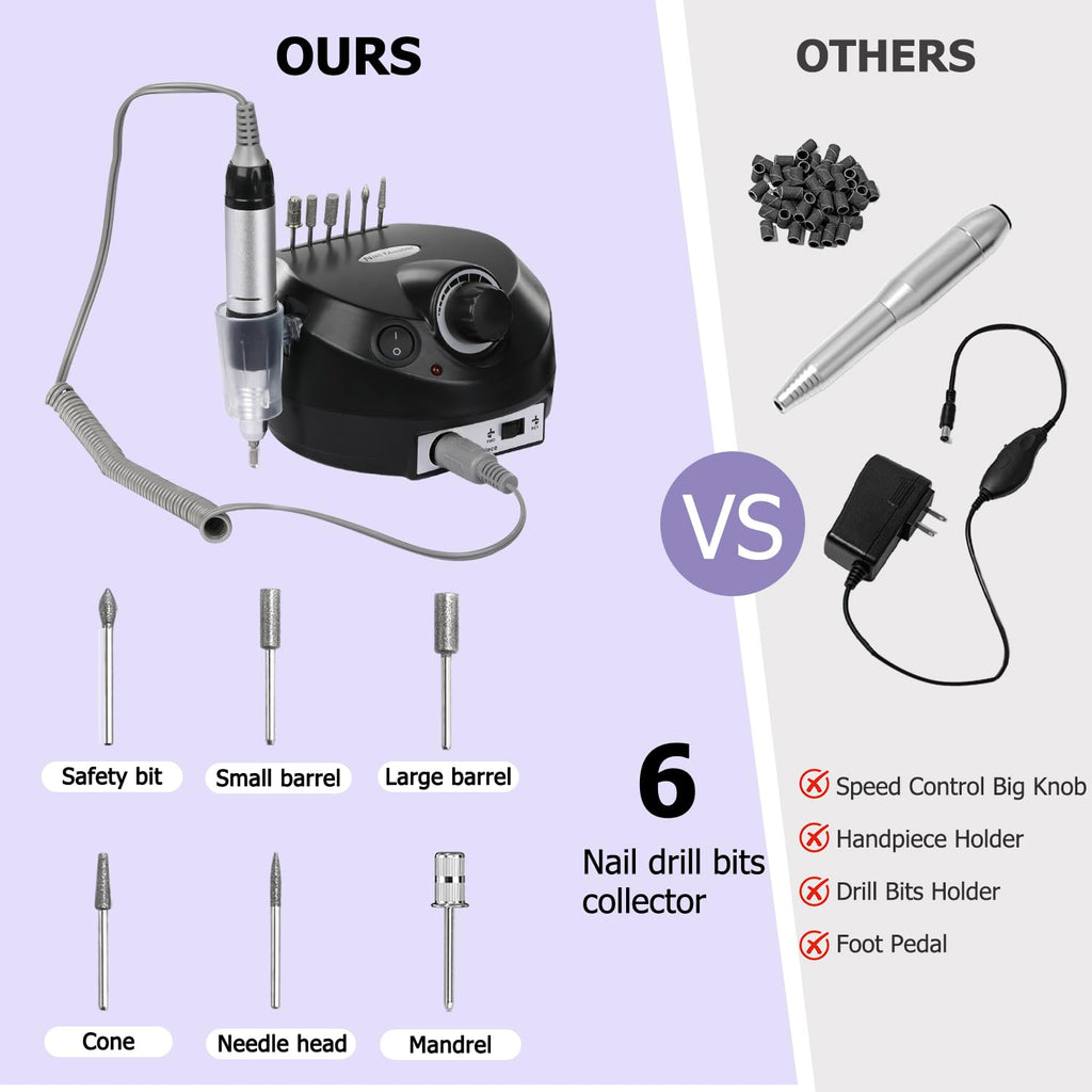 CoFashion Professional Nail Drill with Pedal – 30000 RPM E-File for Home or Salon