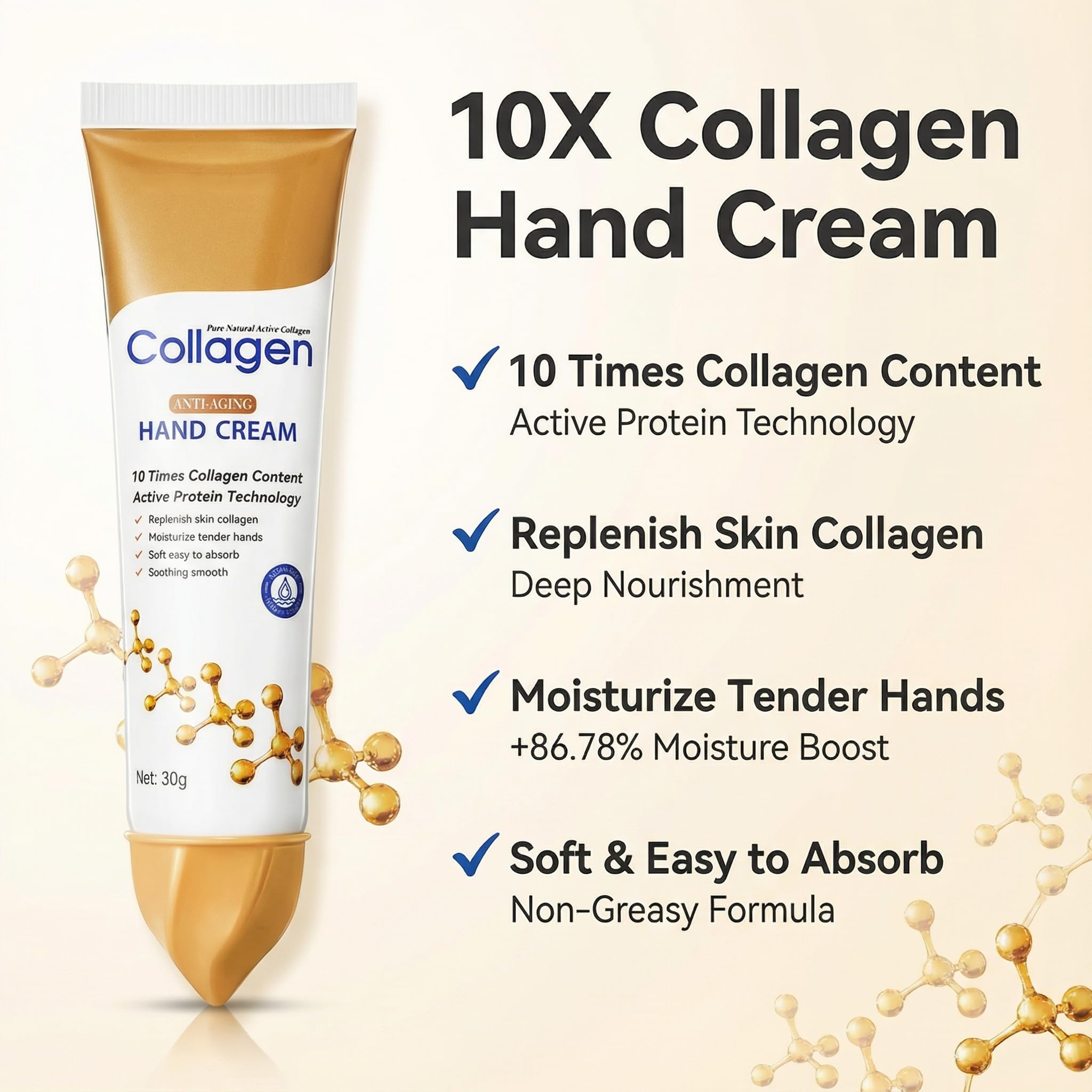 Collagen Hand Cream – 10x Active Formula, Deep Hydration & Firming (2-Pack)