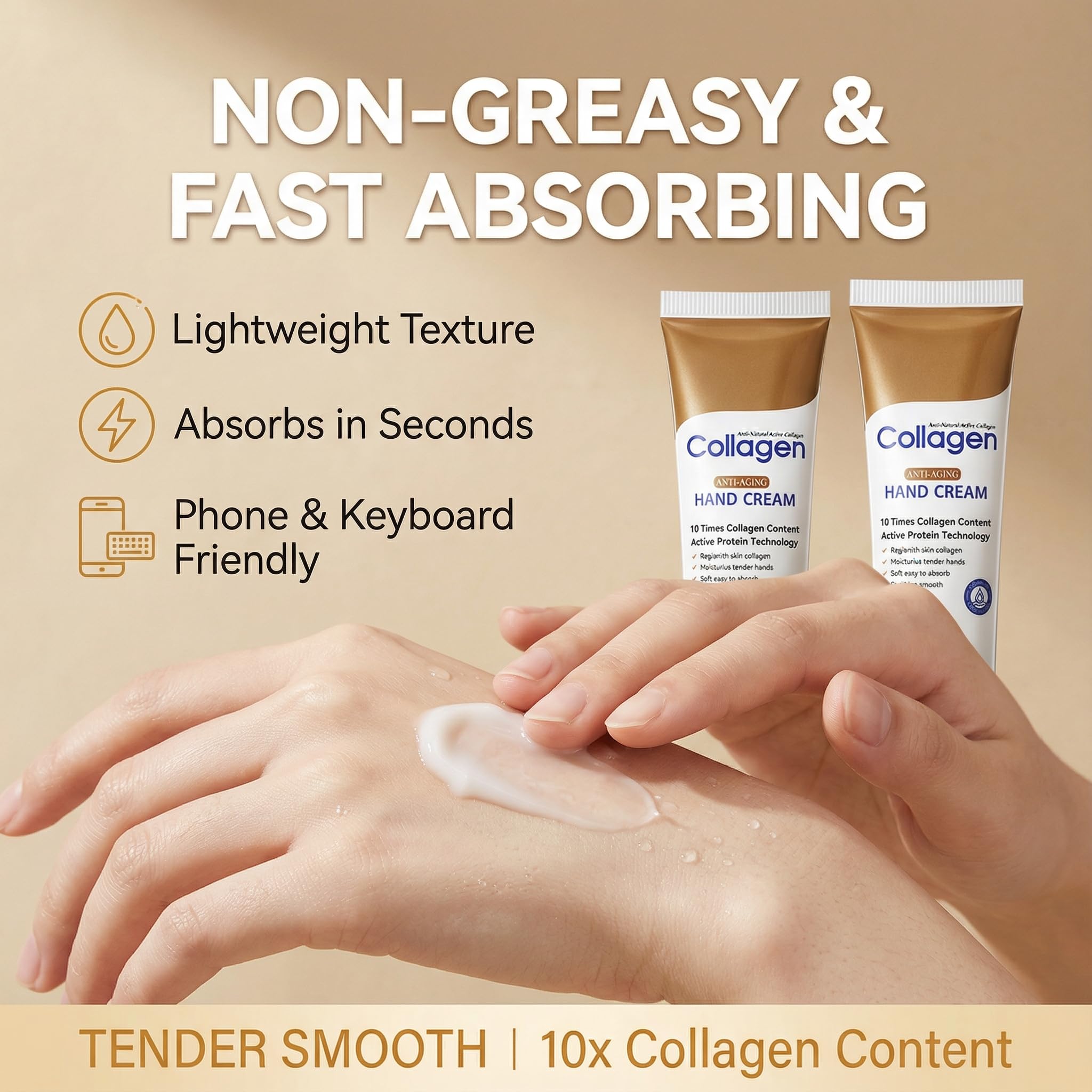 Collagen Hand Cream – 10x Active Formula, Deep Hydration & Firming (2-Pack)