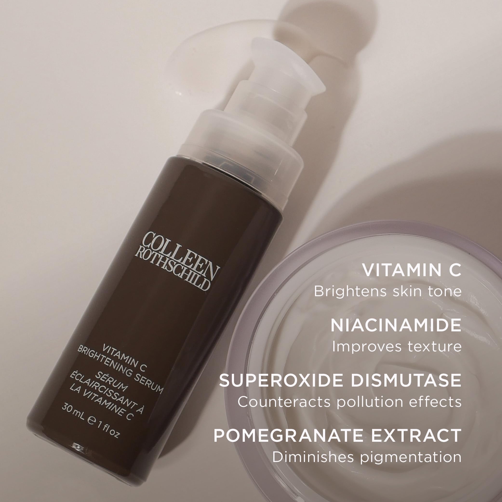 COLLEEN ROTHSCHILD Vitamin C Brightening Serum | 15% Stable Vitamin C + Niacinamide | All Skin Types (1 fl oz)