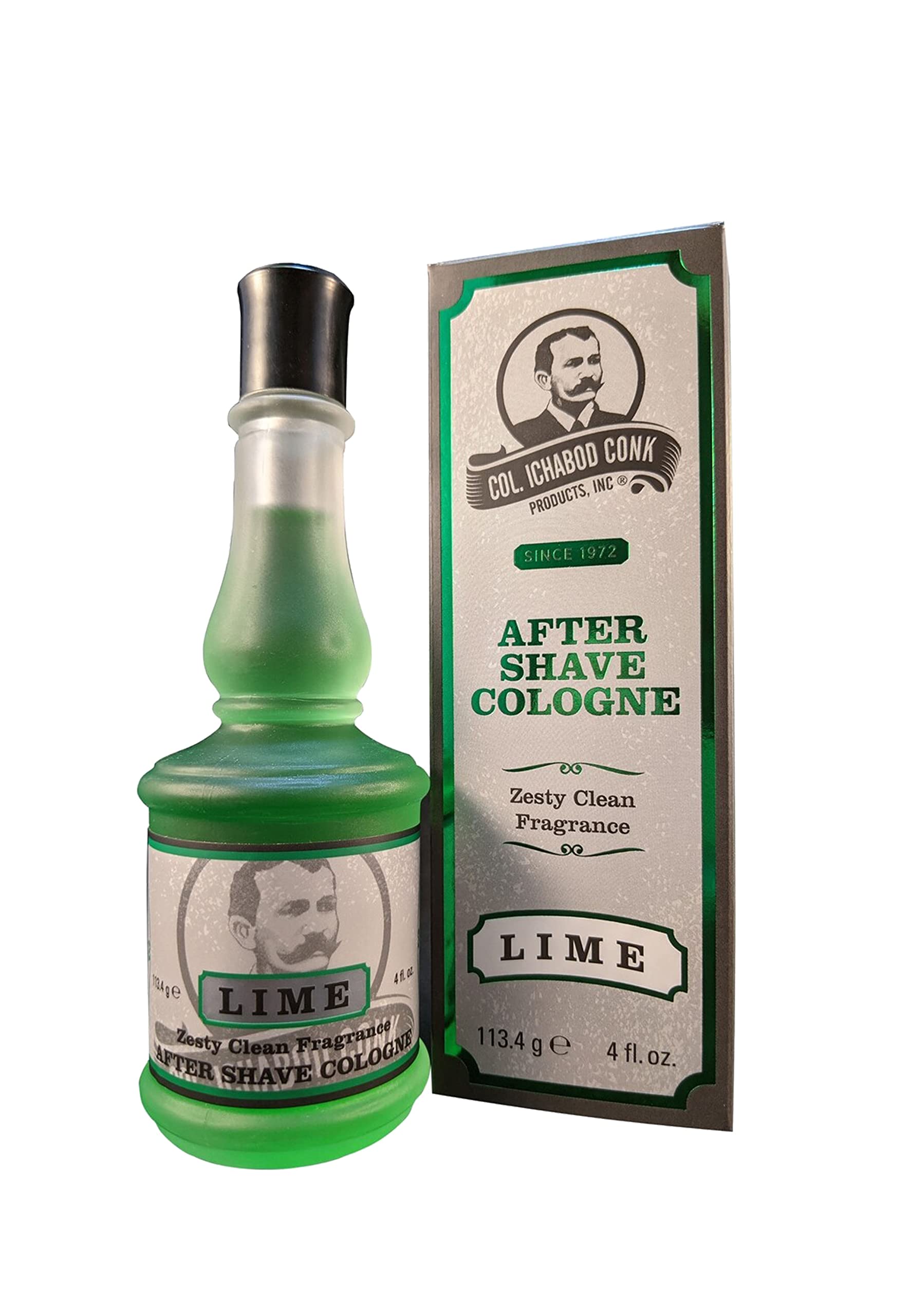 Colonel Ichabod Conk Lime After Shave Cologne – Invigorating Citrus Scent, 4 Fl Oz Glass Bottle