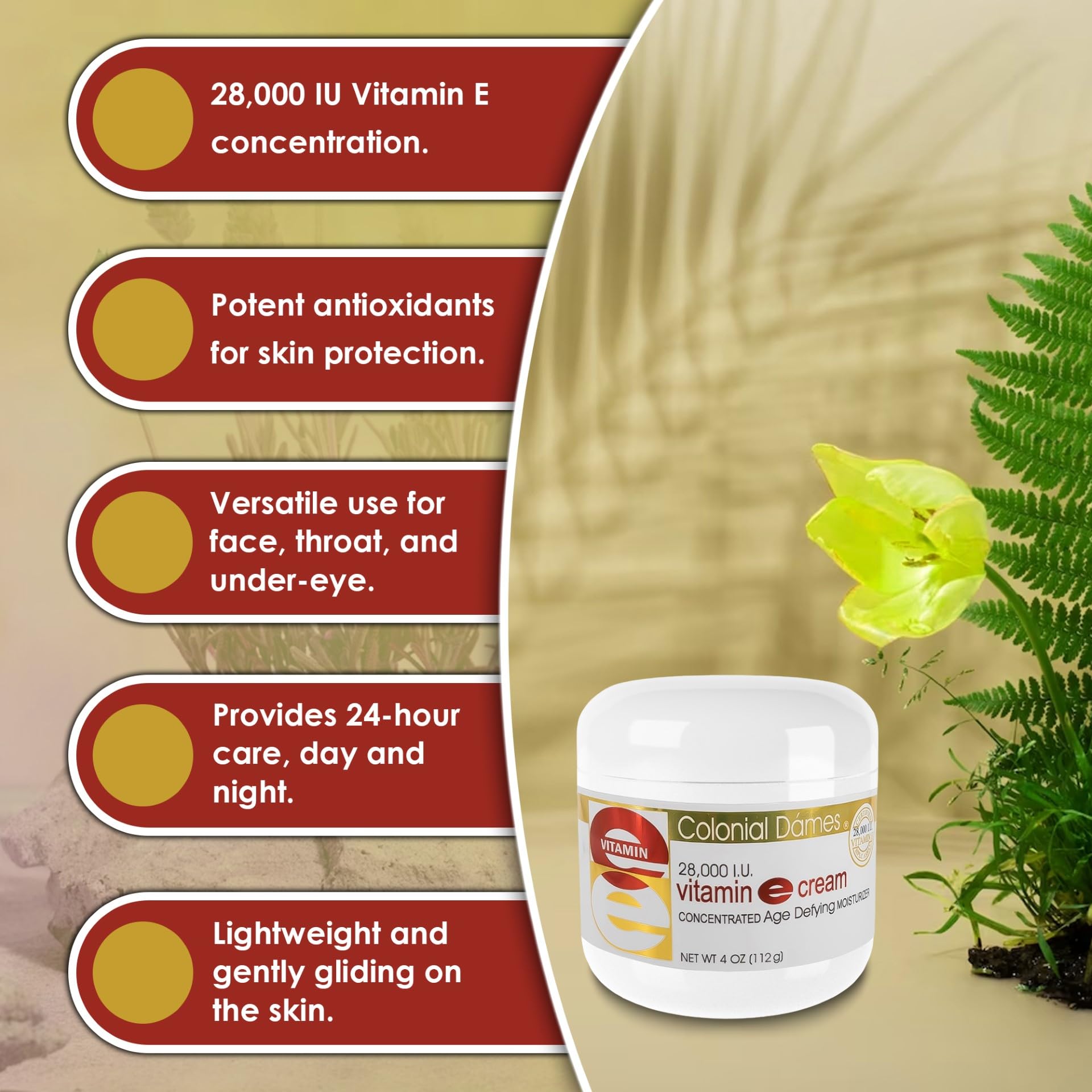 Colonial Dames 28,000 IU Vitamin E Cream – Concentrated Hydration for Dry Skin