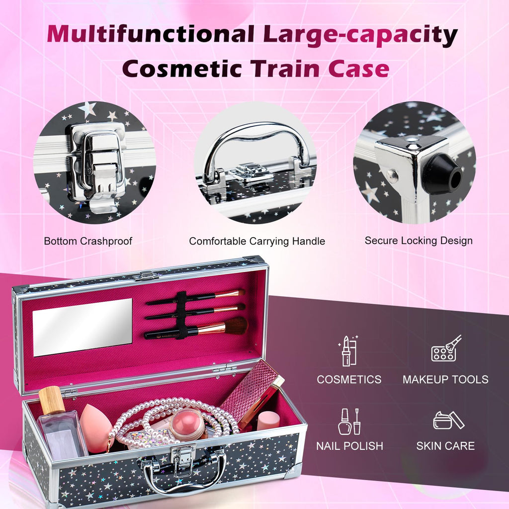Color Nymph Teen Makeup Kit – All-in-One Beginner Set in Starry Black Train Case