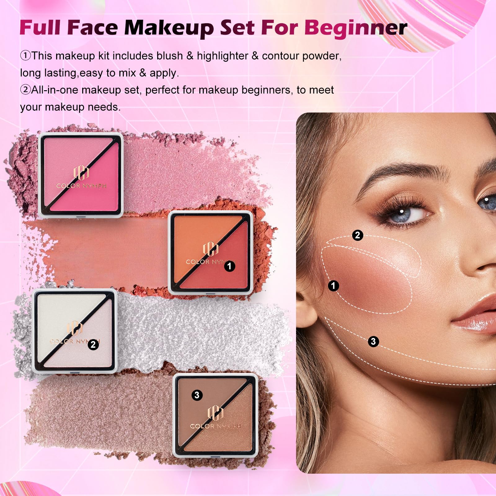 Color Nymph Teen Makeup Kit – All-in-One Beginner Set in Starry Black Train Case