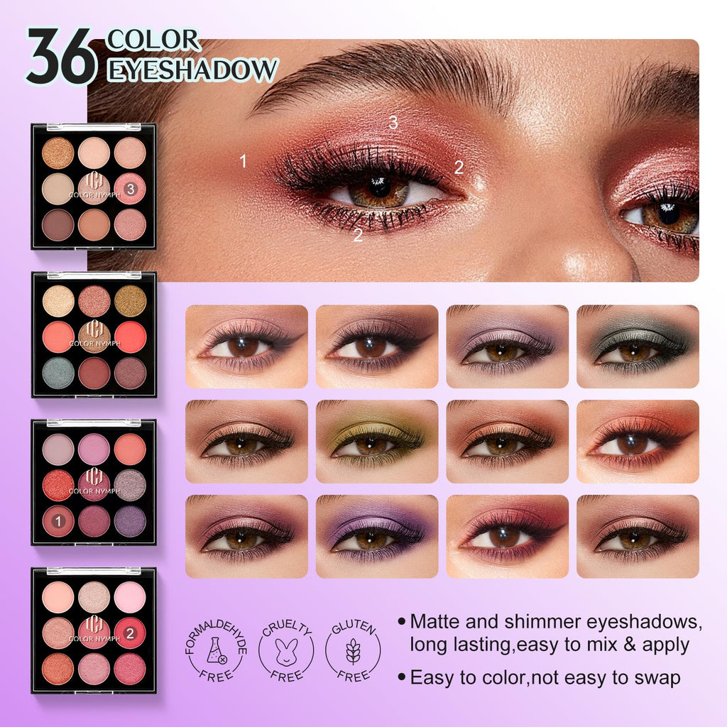 Color Nymph All-in-One Makeup Kit for Teens | 36 Eyeshadows, Lip Oils & More
