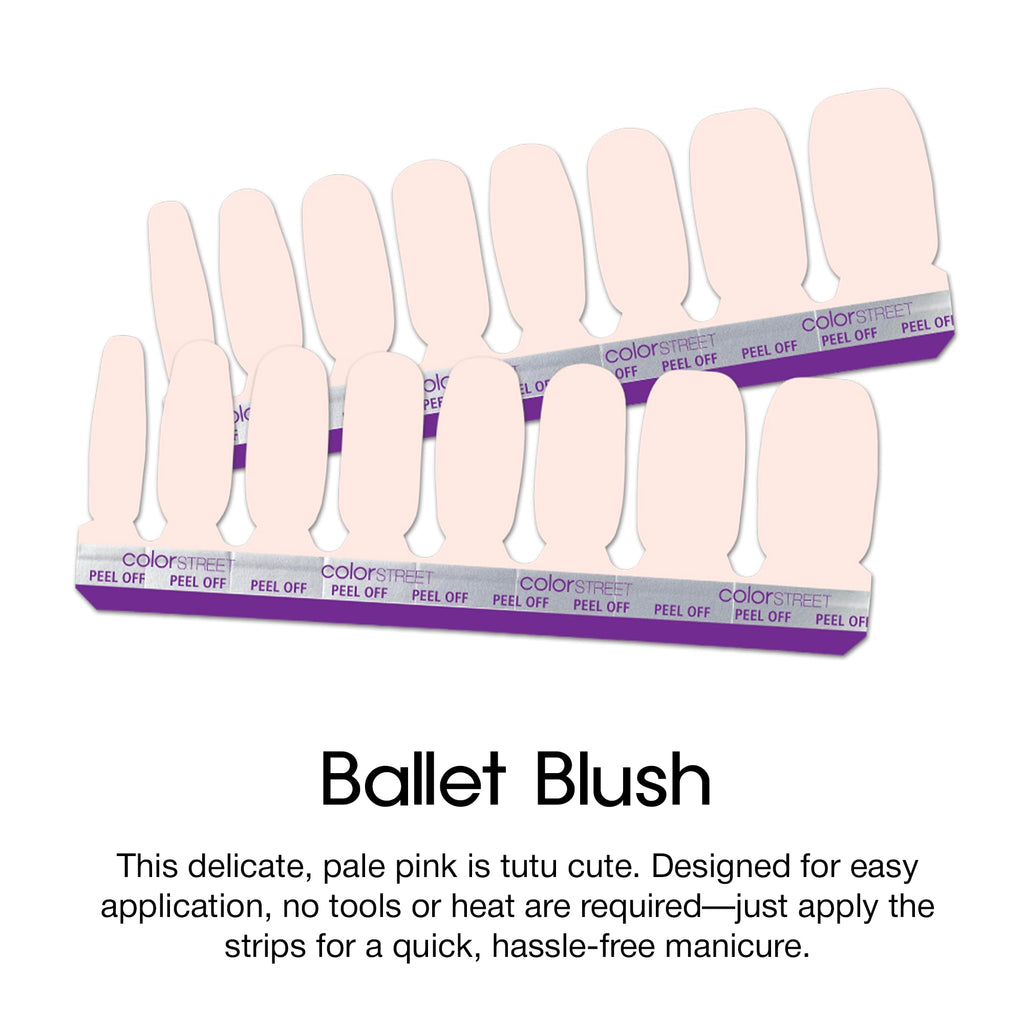 Color Street Ballet Blush Nail Strips - Creme Finish, 16 Double-Ended Pack