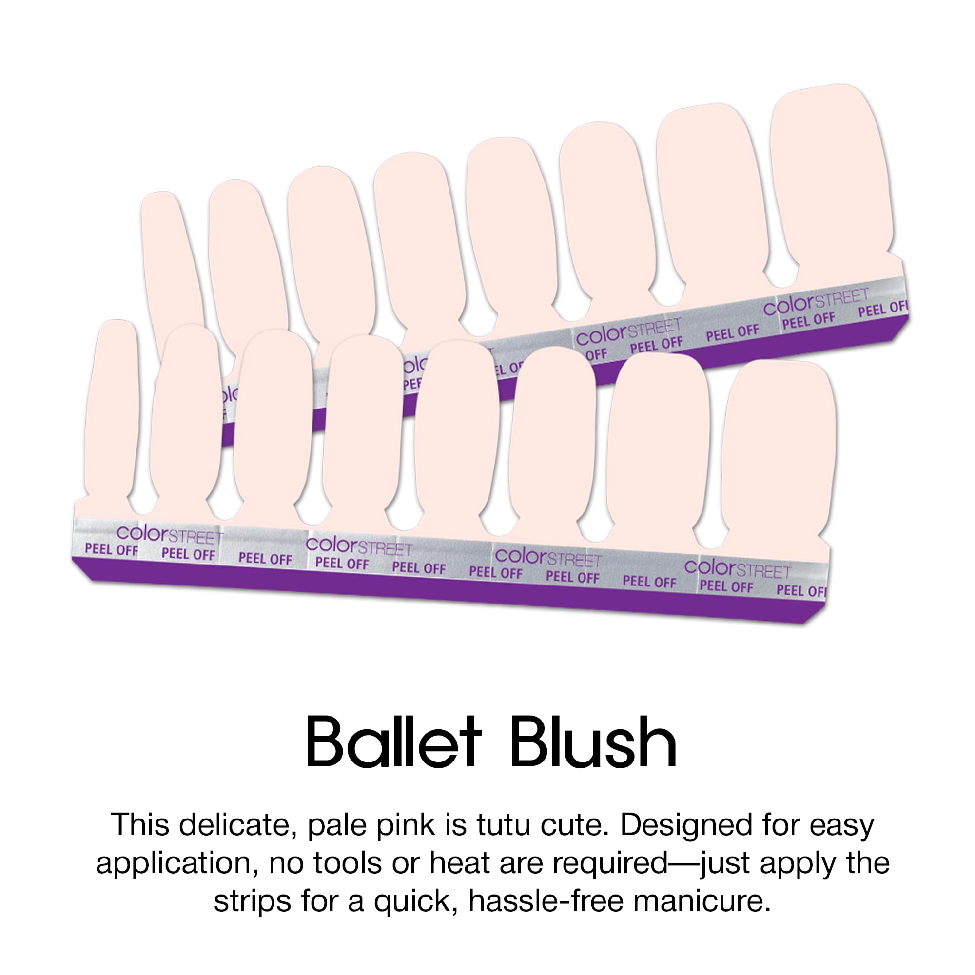Color Street Ballet Blush Nail Strips - Creme Finish, 16 Double-Ended Pack