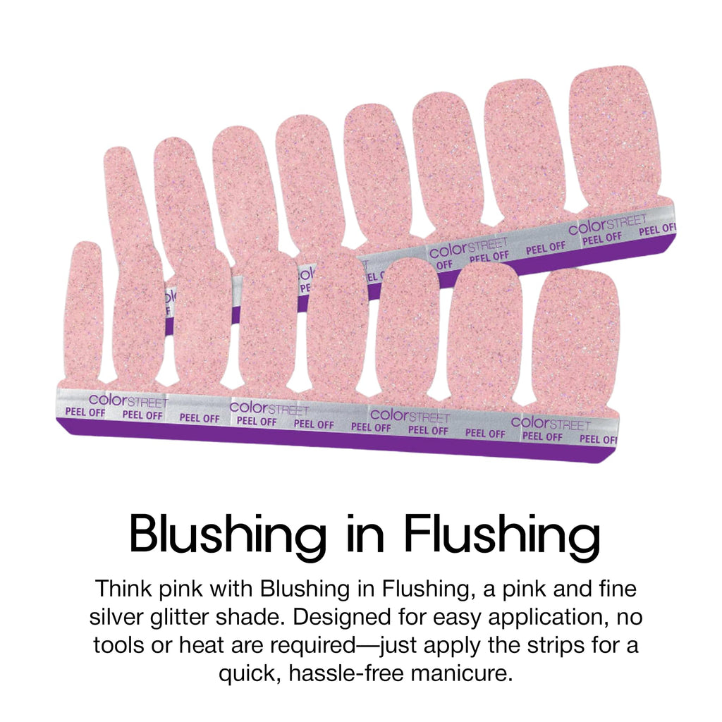 Color Street Blushing in Flushing Nail Strips – Pink Glitter Real Polish