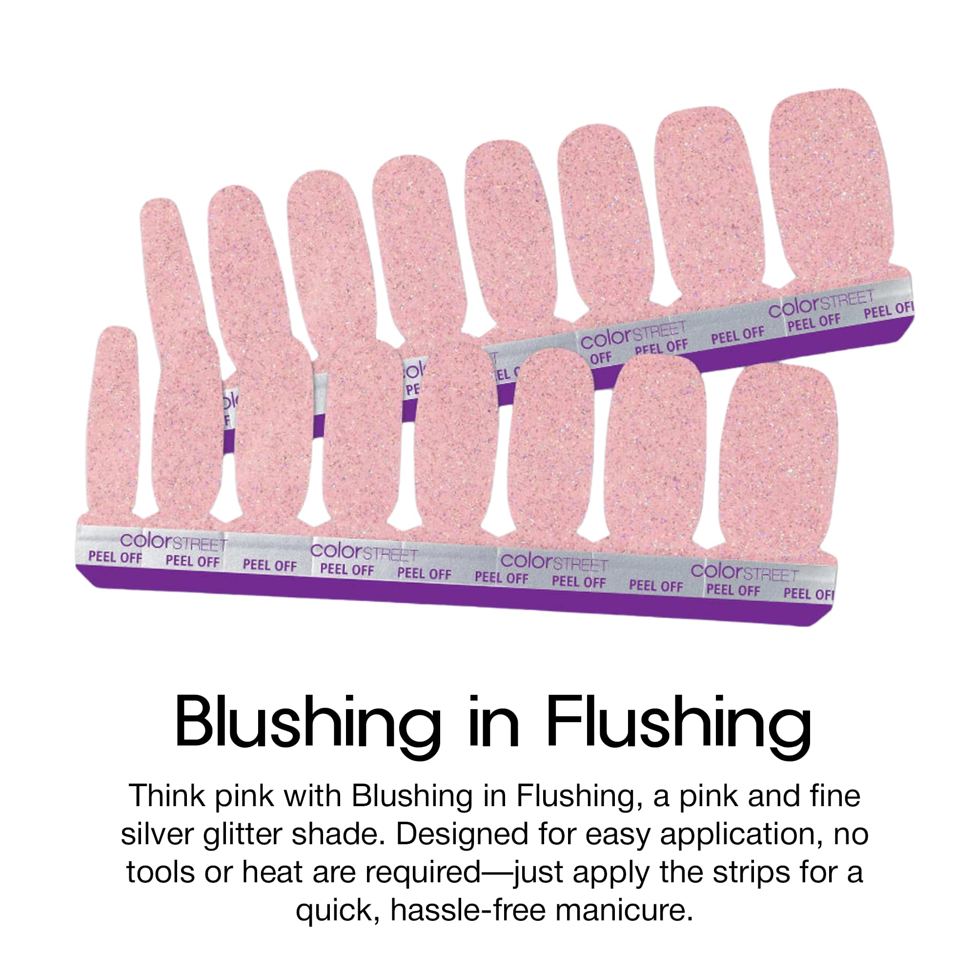 Color Street Blushing in Flushing Nail Strips – Pink Glitter Real Polish