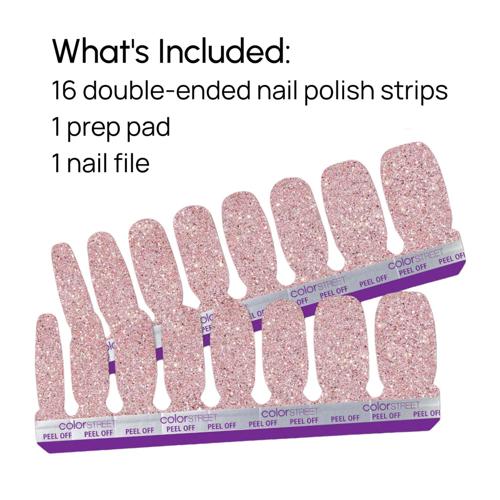 Color Street Social Butterfly Glitter Nail Strips – Rose Gold, Zero Dry Time