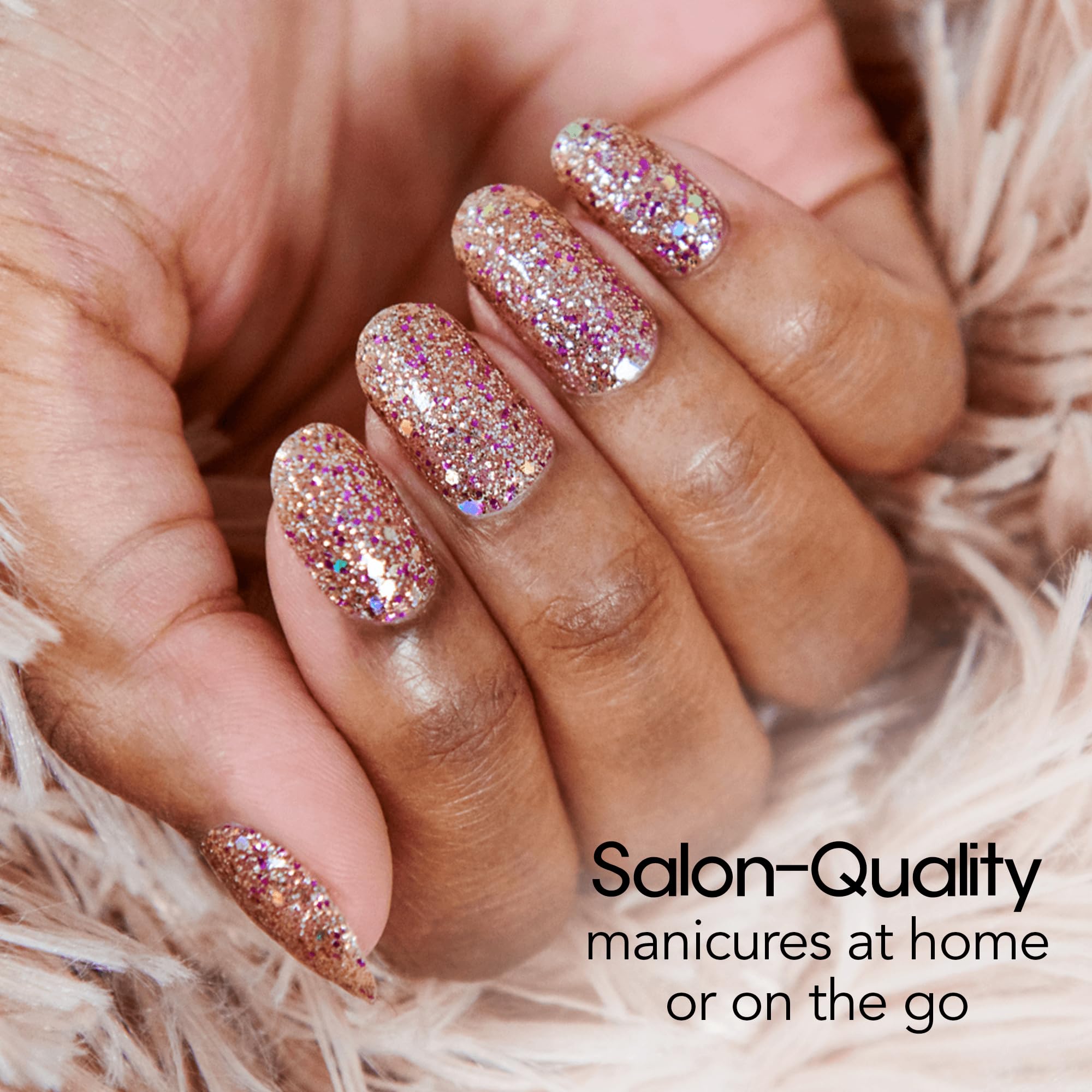 Color Street Tokyo Lights Nail Strips – Pink Gold Glitter & Fuchsia Finish