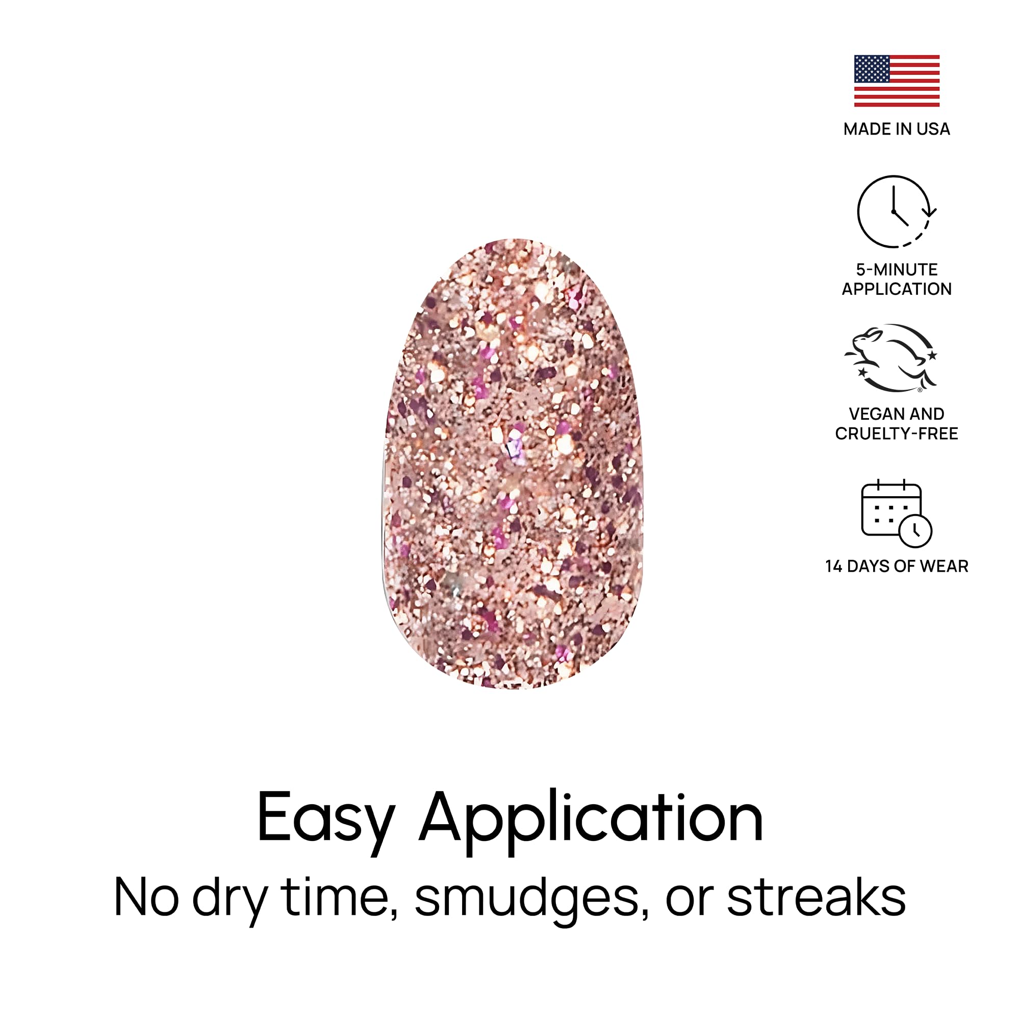 Color Street Tokyo Lights Nail Strips – Pink Gold Glitter & Fuchsia Finish