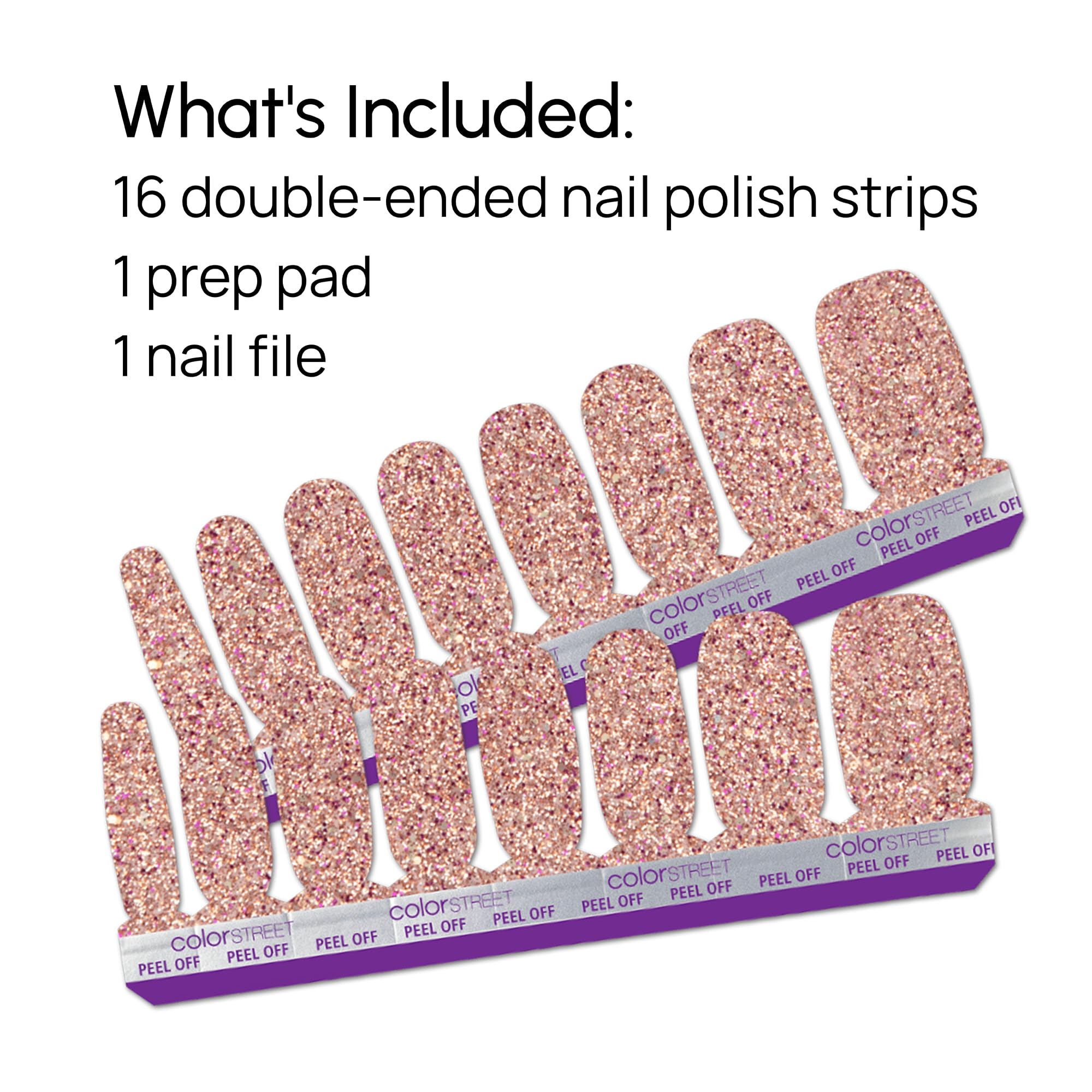 Color Street Tokyo Lights Nail Strips – Pink Gold Glitter & Fuchsia Finish